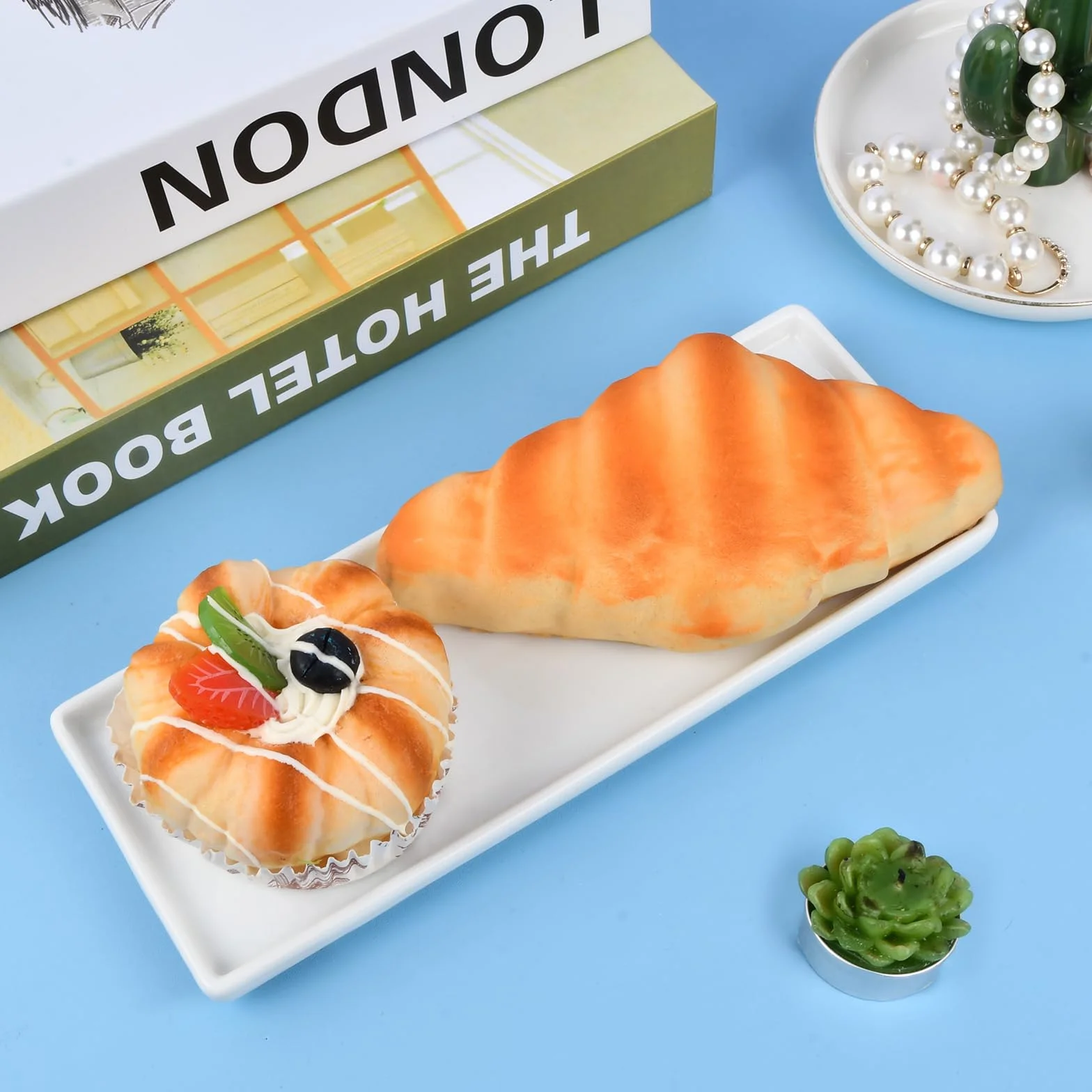 Ceramiczna podłużna taca biała, 2 dekoracyjne tace na biżuterię, świece i półka na wannę, elegancka półka łazienkowa i taca dekoracyjna z wysokiej jakości materiału