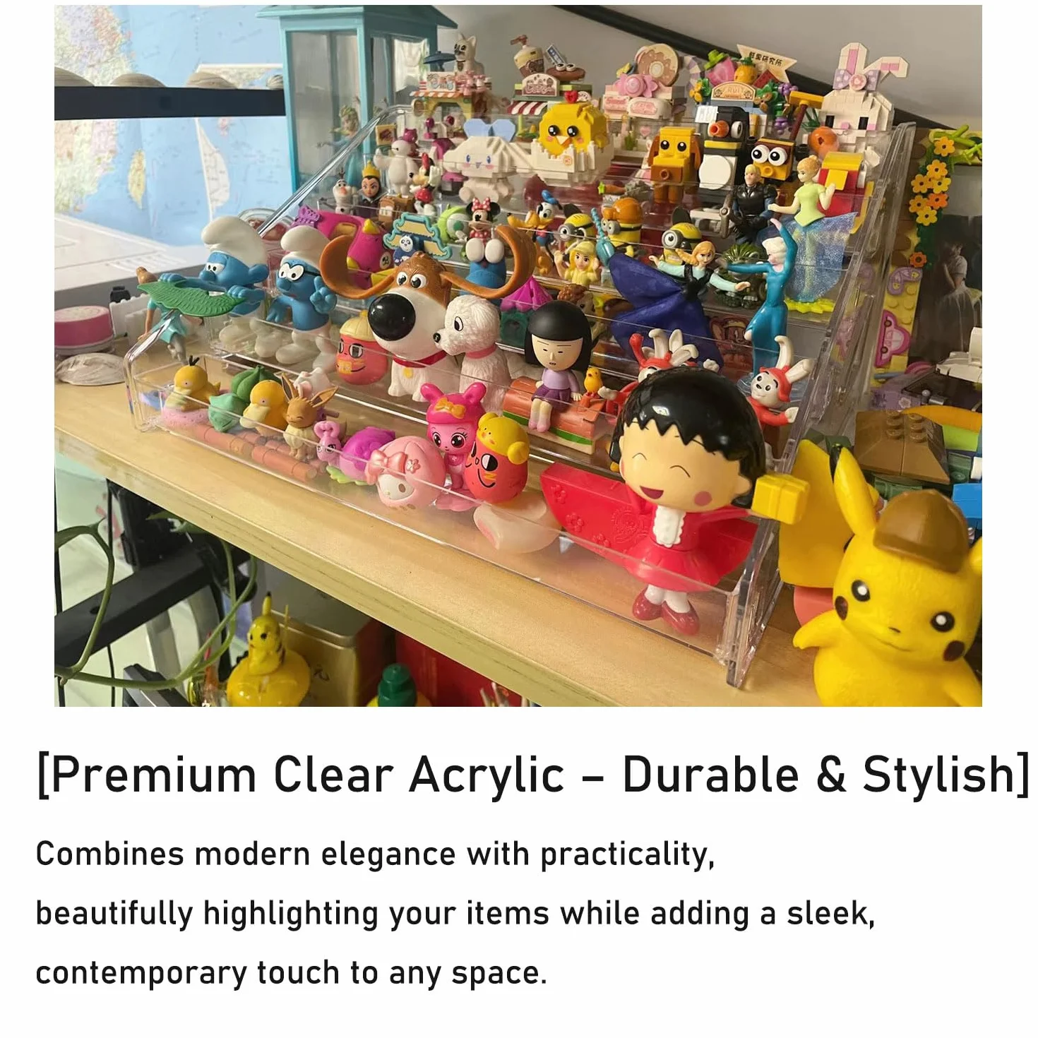 7-poziomowy akrylowy organizer ekspozycyjny z ogrodzeniem, organizer na perfumy, przezroczysta półka ekspozycyjna do domu, biura, sprzedaży detalicznej na figurki Funko zabawki, babeczki