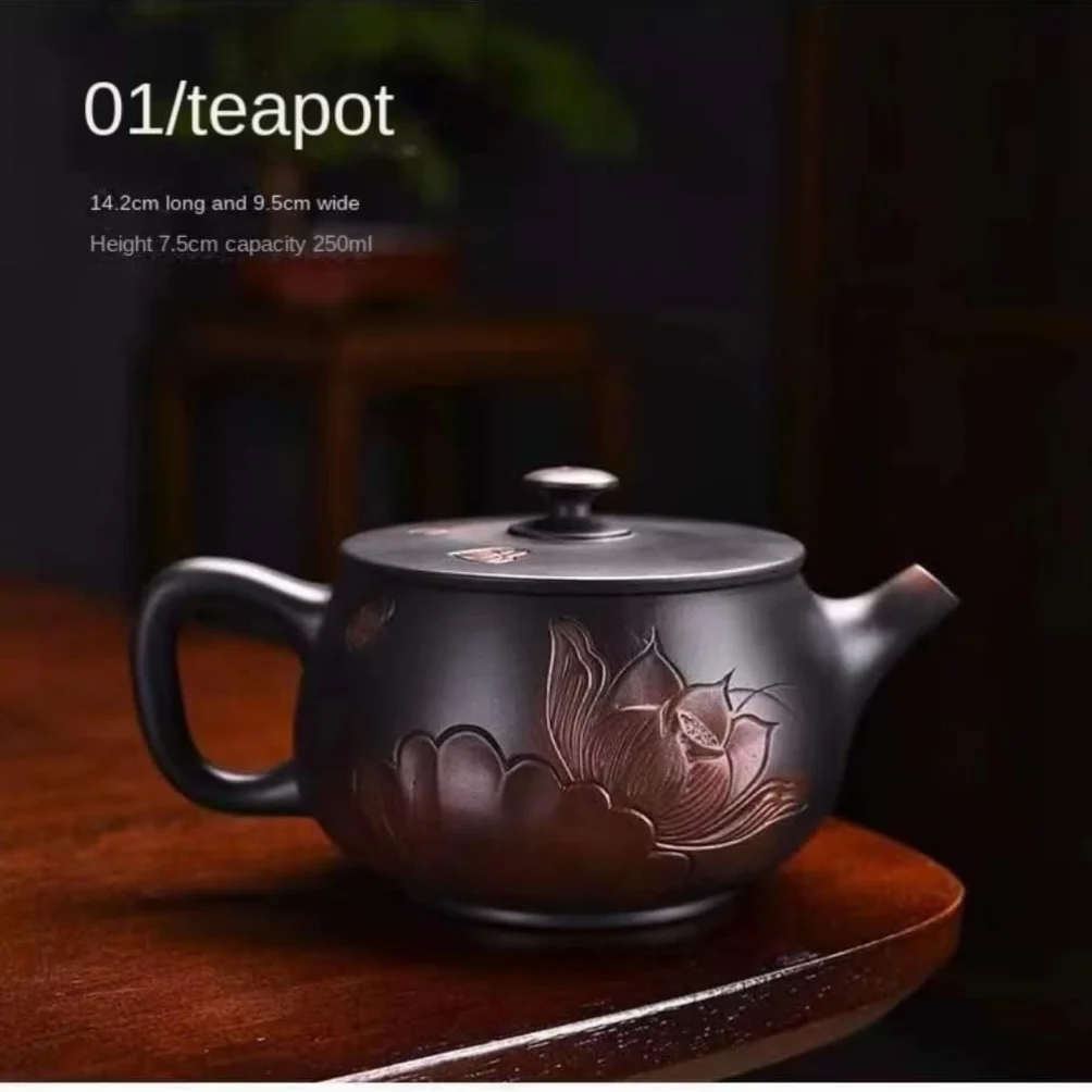 Czajniczek Fioletowy Glina Czajniczek Domowy Antyczny Fioletowy Garnek Ceramiczny Pojedynczy Garnek Zestaw Herbaty Kung Fu Ręcznie Pokryta Miska Czajniczek Herbata Zestawy Czajniczek Czajniki