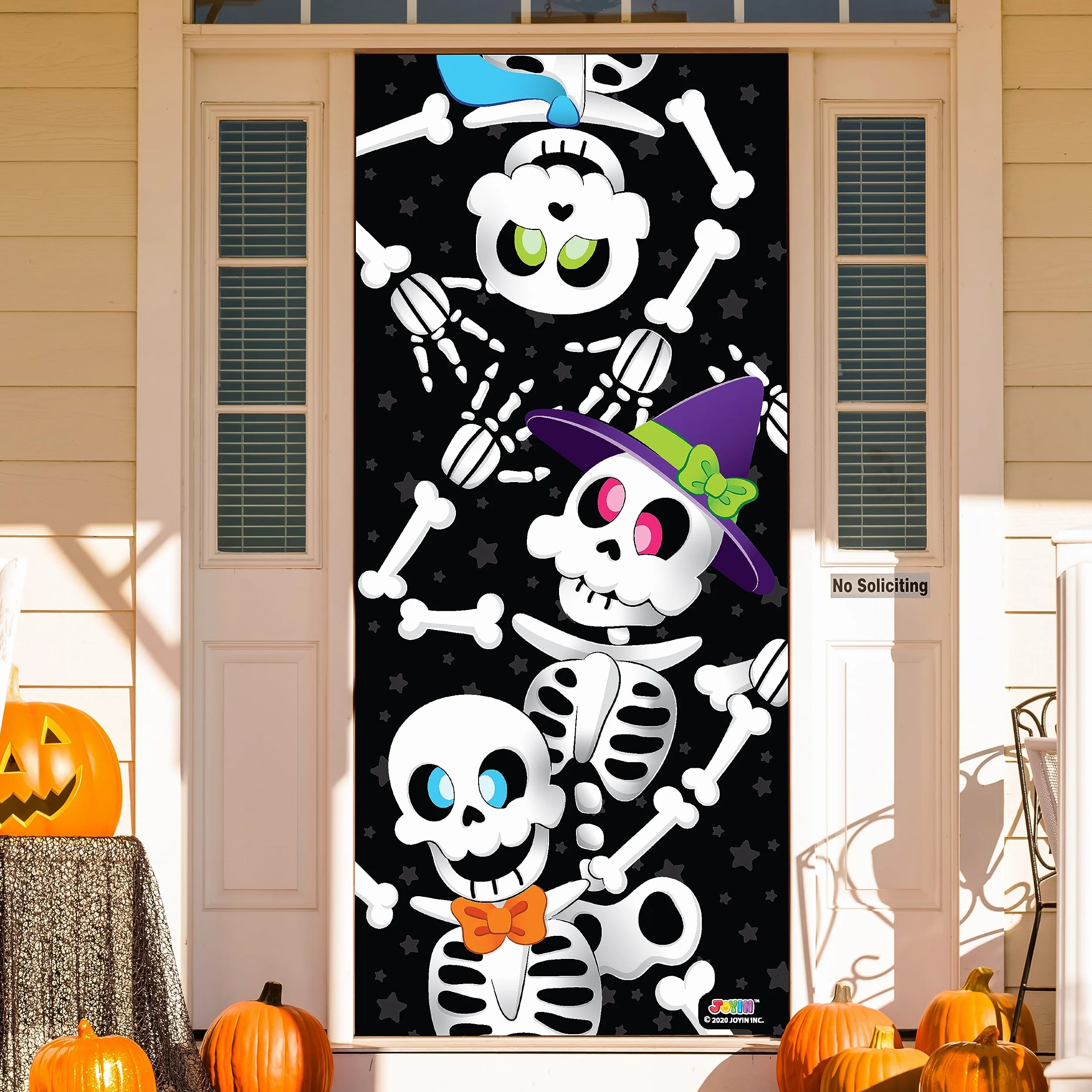 JOYIN 76 cm x 183 cm osłona na drzwi, szkielet, dekoracje halloweenowe, wewnątrz, dekoracja domu, naklejki na imprezy artykuły imprezowe upominki do garażu, okna, osłona ścienna urocza