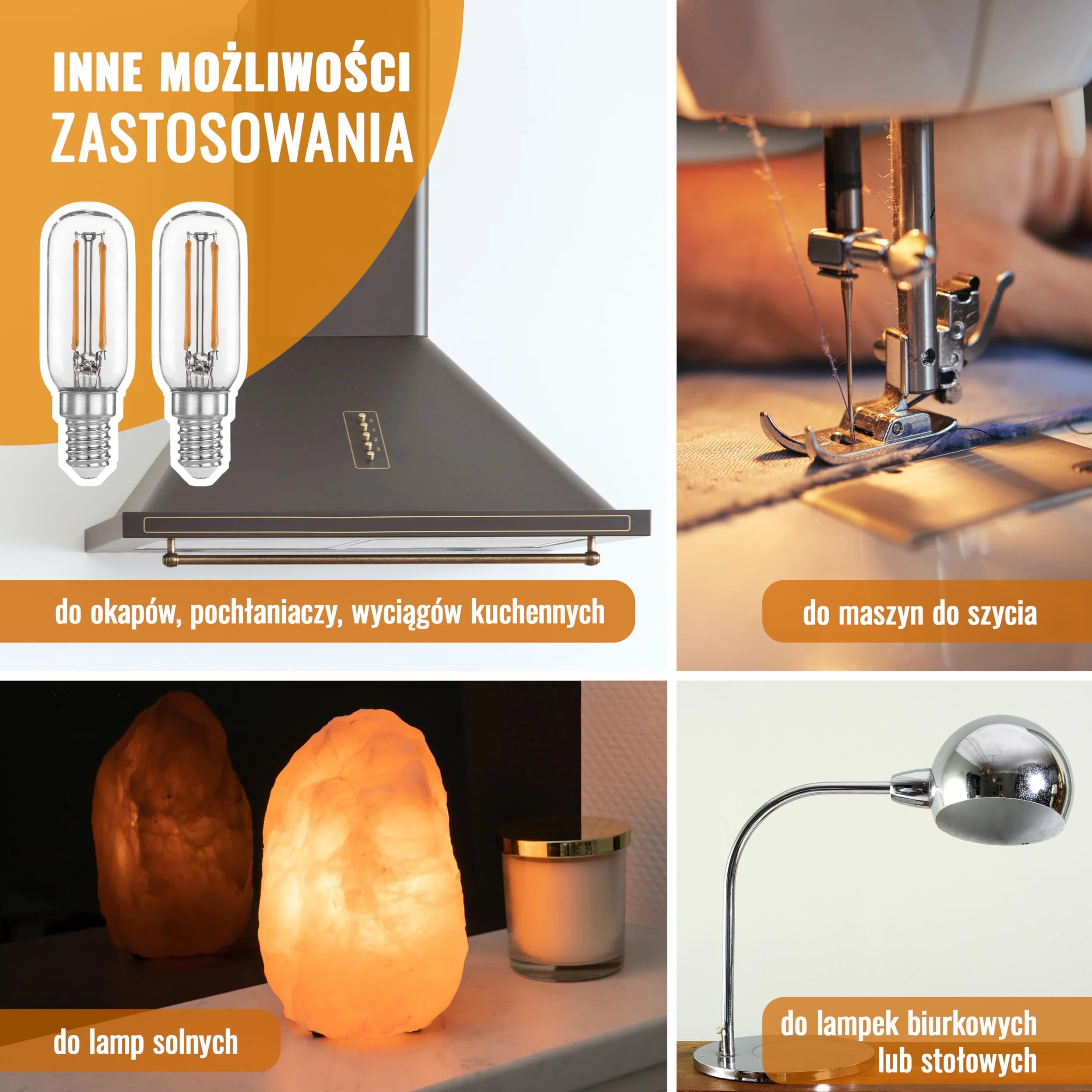 Poppstar żarówki LED do okapów, pochłaniaczy, wyciągów kuchennych (E14, 4W, 440 lm (40W), 2700K ciepła biel), 2 sztuki