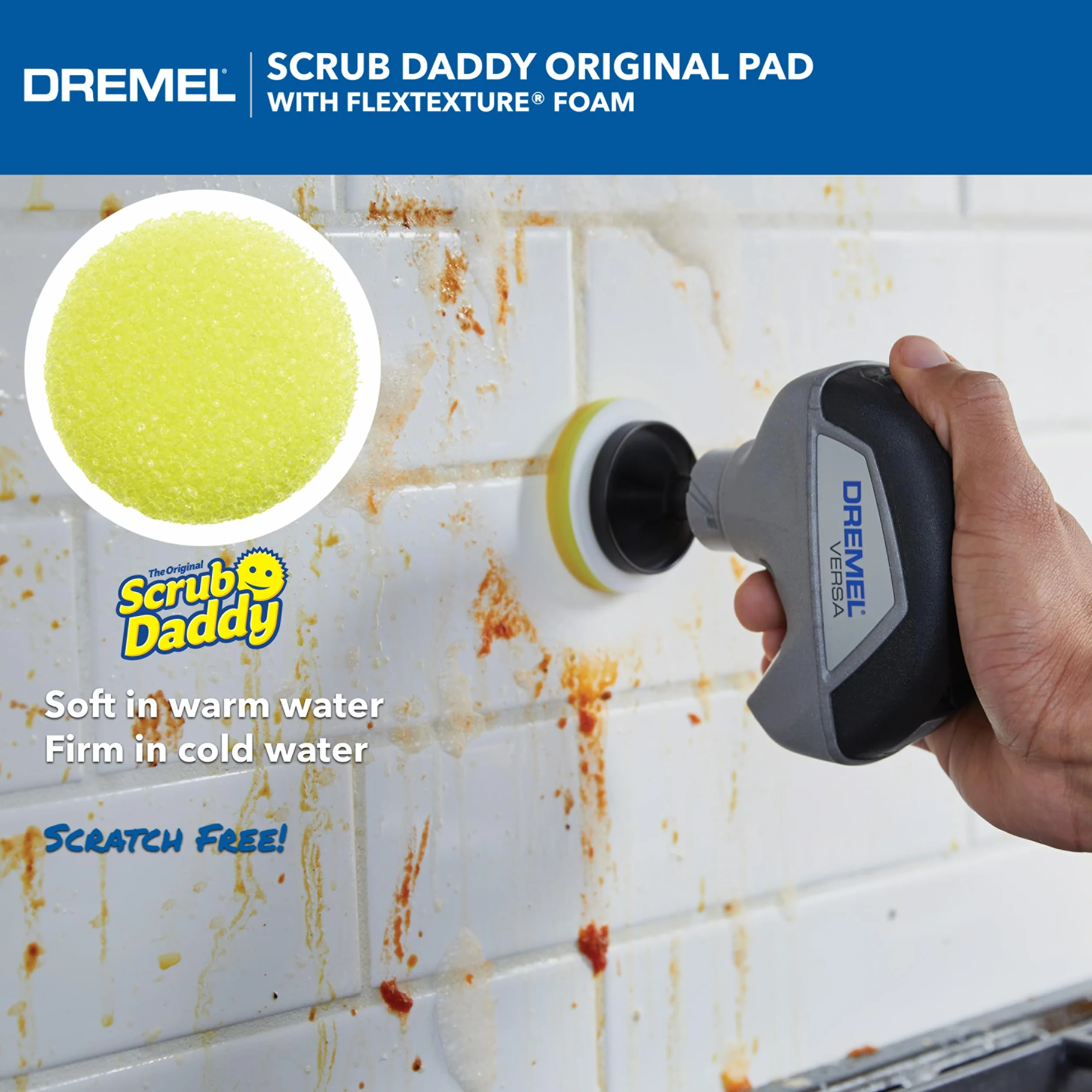 Dremel Versa PC360-5 zestaw 5 podkładek z gąbki do czyszczenia wielu powierzchni, do użytku w kuchni, gospodarstwie domowym i łazience, kompatybilne z Versa Power Scrubber Tool, 5 szt