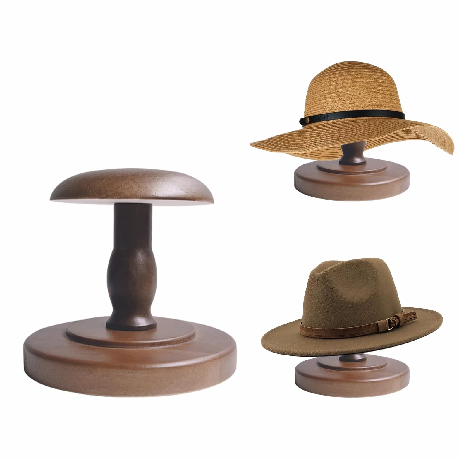 Stojak na kapelusze w stylu vintage rustykalny brązowy stojak ekspozycyjny na kapelusz stołowy organizer na kapelusze kowbojskie uchwyt na perukę i kask stojaki na szafę, wystrój domu, mały