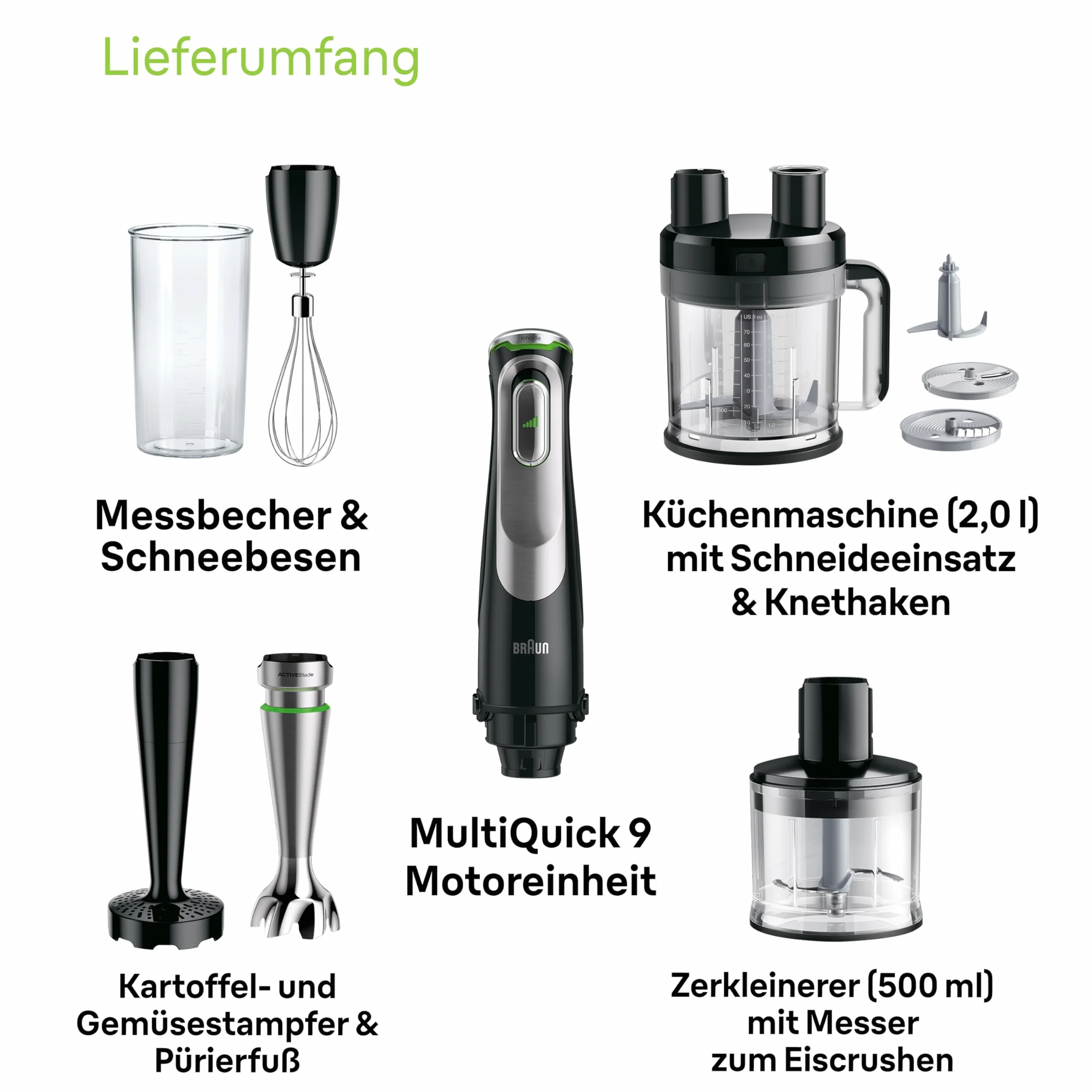 Braun Multiquick 9 Blender Ręczny, Czarny/Srebrny, 1 l