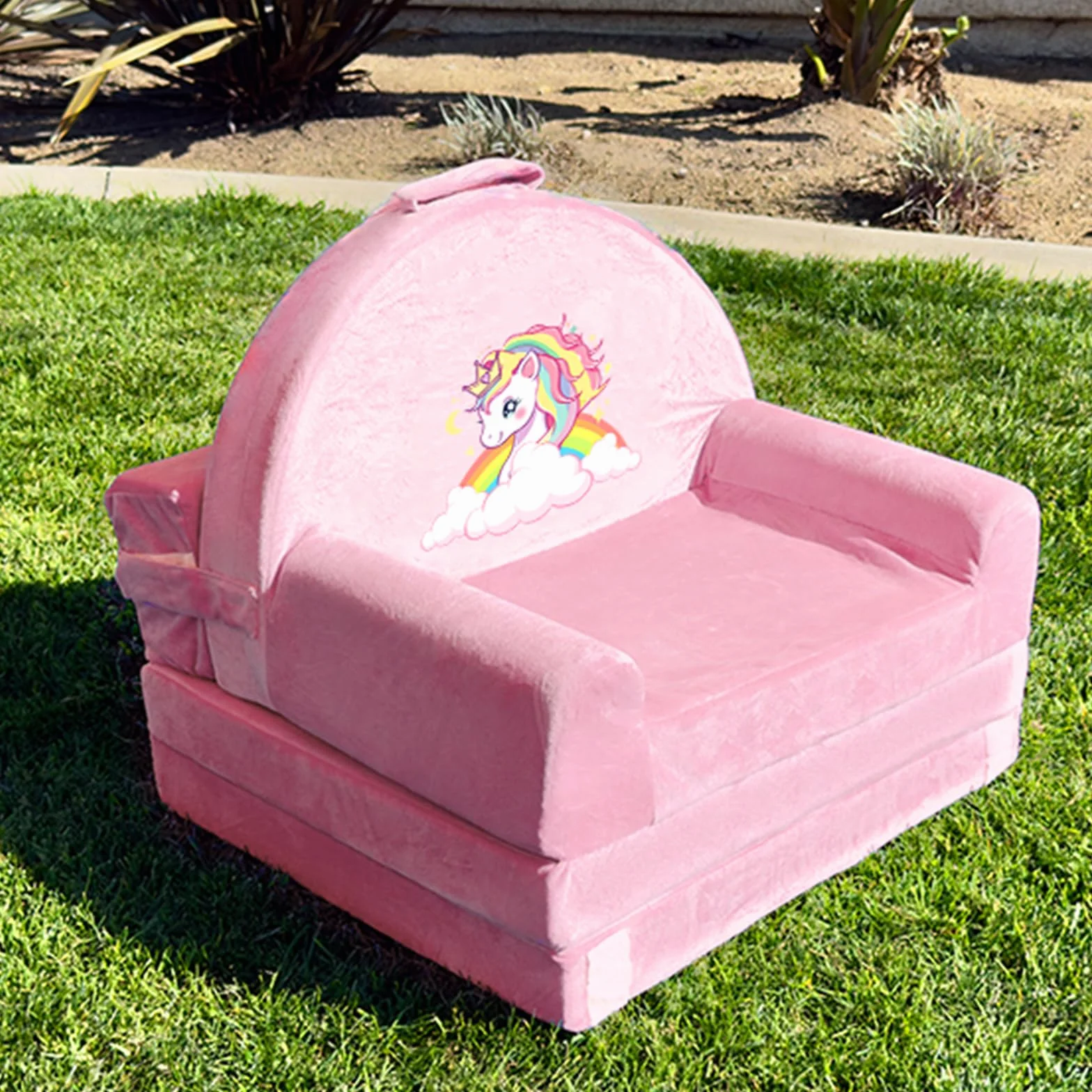 Składane krzesło dla małych dzieci, sofa dziecięca, rozkładana mini kanapa 2 w 1, 150 cm, miękki kryształowy aksamit dla małych dzieci, sofa do zabawy, do sypialni, salonu, pokoju zabaw