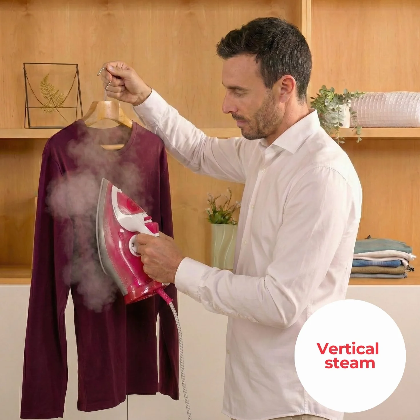 Solac - PV2029 Optima 3.0 żelazko parowe, moc 2800 W, uderzenie pary 180 g/min, ciągły strumień pary 40 g/min, pionowa para, antykalna, płyta ceramiczna, precyzyjna końcówka, czerwony i biały