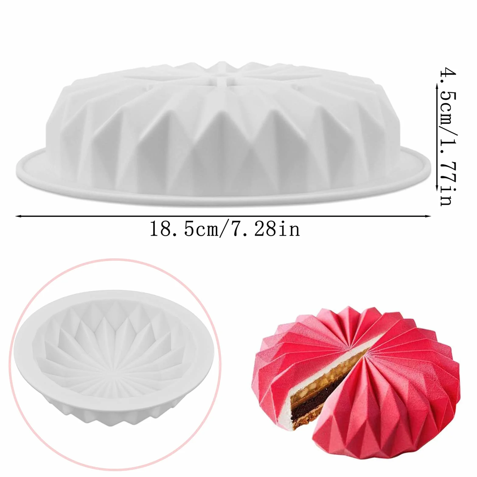 Silikonowa forma do ciast w kształcie diamentu 3D do pączków lodu galaretka z pianki topiącej 3D nieprzywierająca profesjonalna silikonowa forma do pieczenia chleba wielokrotnego użytku