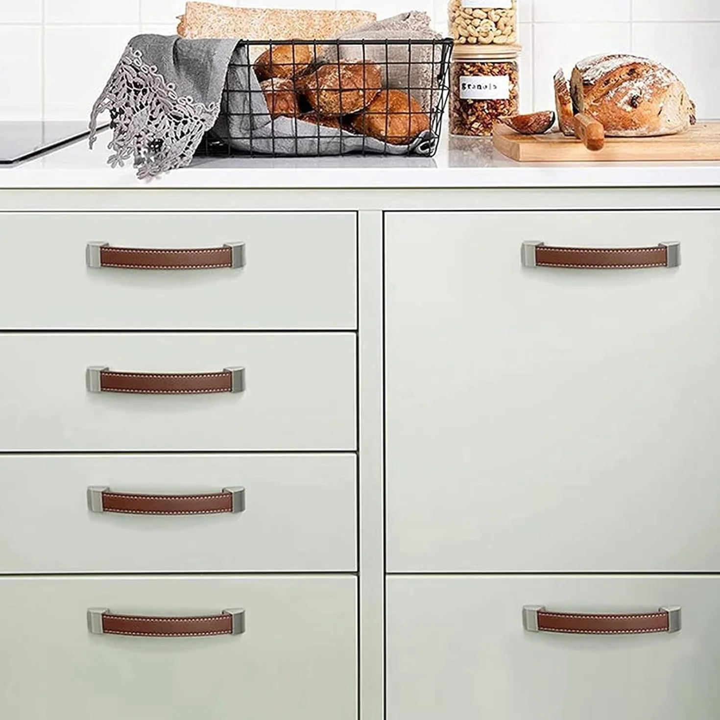 Skórzane uchwyty do szuflad, Drawers Pull Modern Cabinet Kitchen Handles Pulls Knobs for Door Cabinets Wardrobe