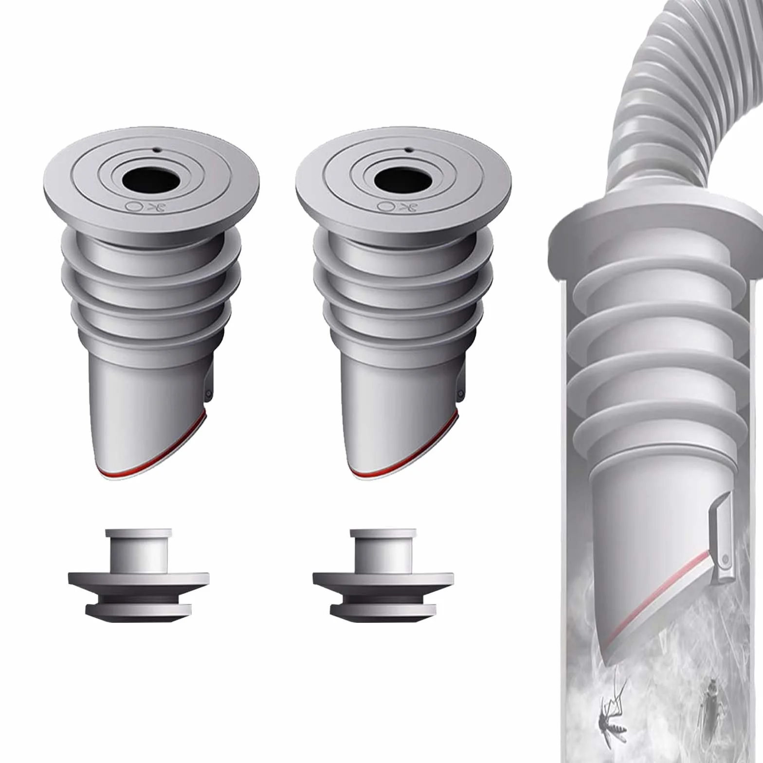 Korek uszczelniający do pralki WISIRENT, 2 szt. 35-40 mm szara uszczelka do węża spustowego pralki, pierścień uszczelniający do węża spustowego wody do pralki