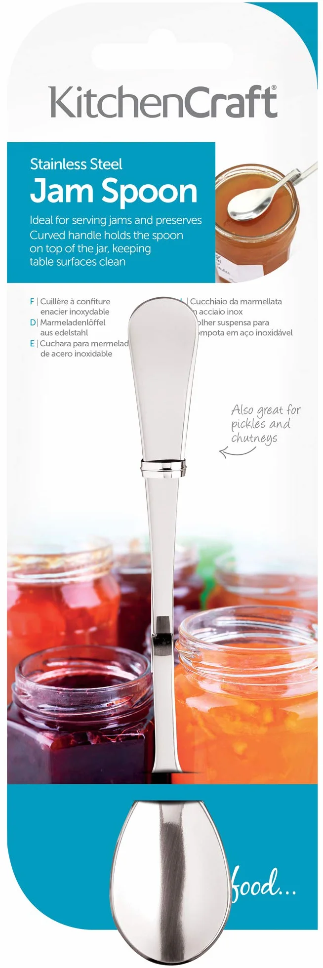 KitchenCraft, Łyżka do Dżemu ze Stali Nierdzewnej, do Słoików, 15 cm