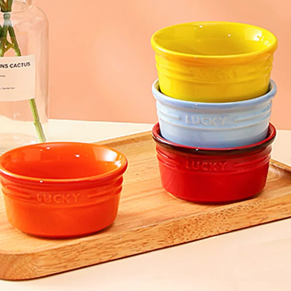 13 uncji Formy Suflet Ombre Kolor, Zestaw 4 Ramekins Ceramica (Warm)