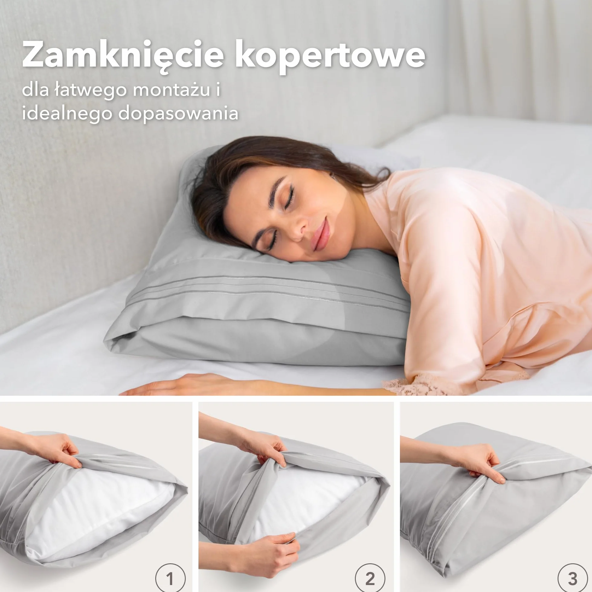 Dreamzie Poszewki na poduszki 60x60 Zestaw 2 sztuk ze szczotkowanej mikrofibry Oeko-Tex Szara