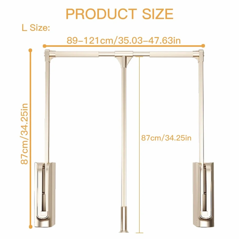 Regulowany aluminiowy wieszak na ubrania z urządzeniem oszczędzającym pracę wiszący wieszak na ubrania do sypialni szafa obsługuje 20 kg