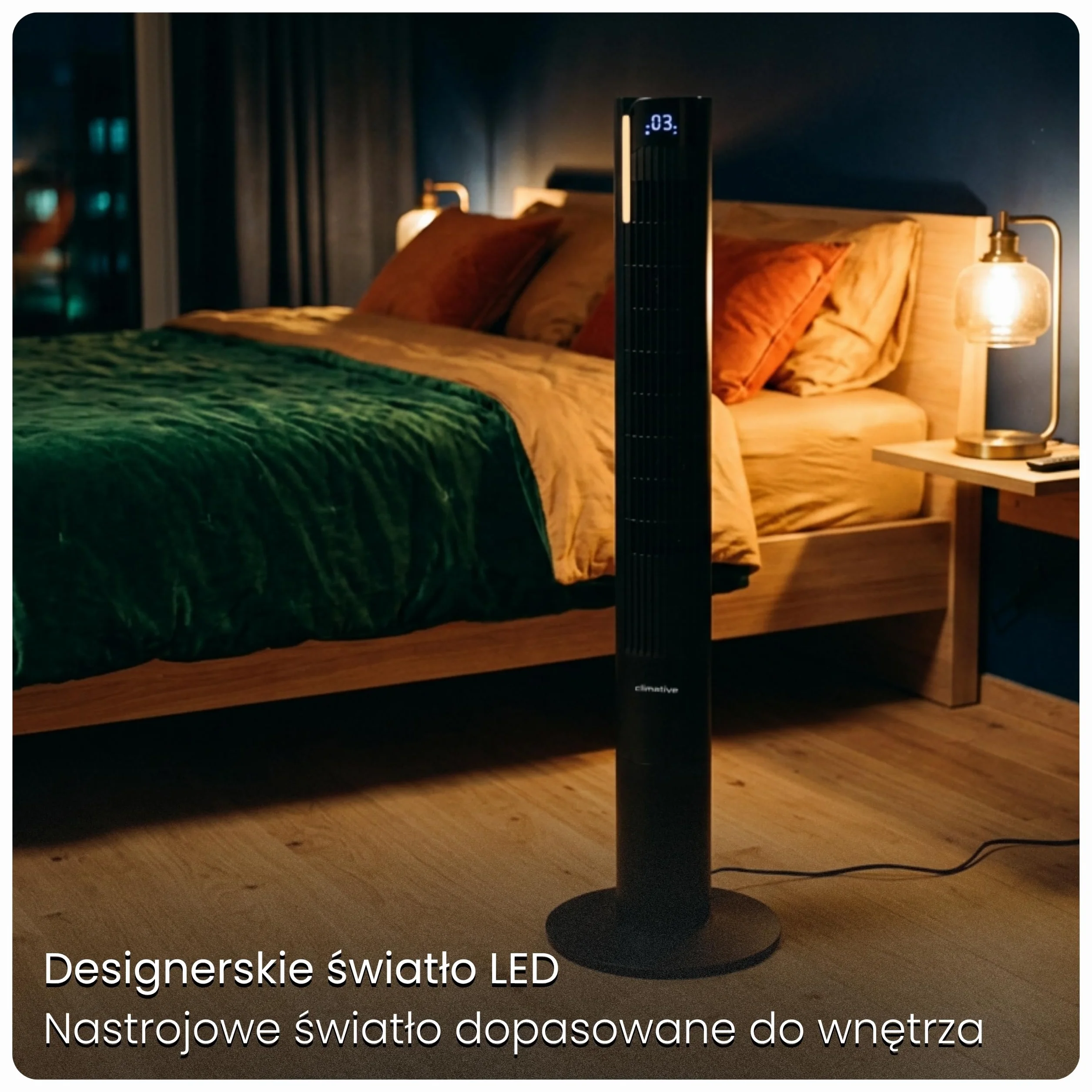 Wentylator kolumnowy 115cm WiFi Tuya, Jonizator i Pojemnik na zapach, Potężny wiatr 8,5m/s, Lampka nocna, Oscylacja, Timer 12h, Wyświetlacz LED, Cichy wentylator stojący, Czarny