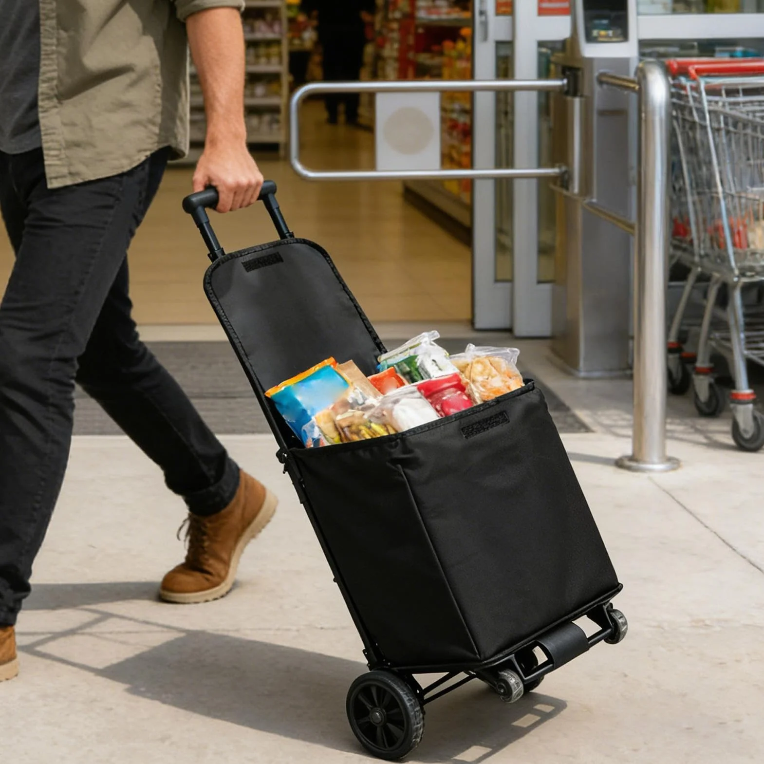 Składane kółka do wózka na zakupy, 49 kg, torba na ubrania ze stopu aluminium, ciche kółka obrotowe, transport artykułów spożywczych, wycieczki rynkowe, przechowywanie w podróży