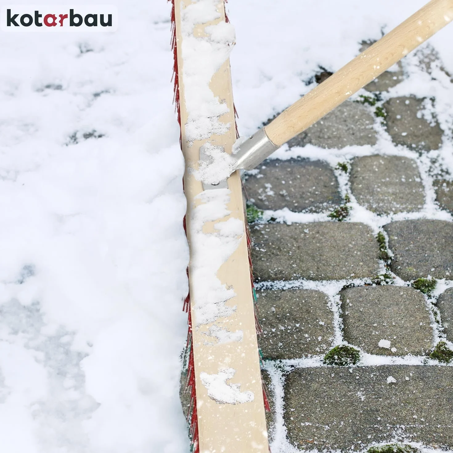 KOTARBAU® Ulicówka - 105 CM - Zamiatacz - Szczotka - Miotła Drewniana - Zmiotka - PVC - Drewniany Trzonek