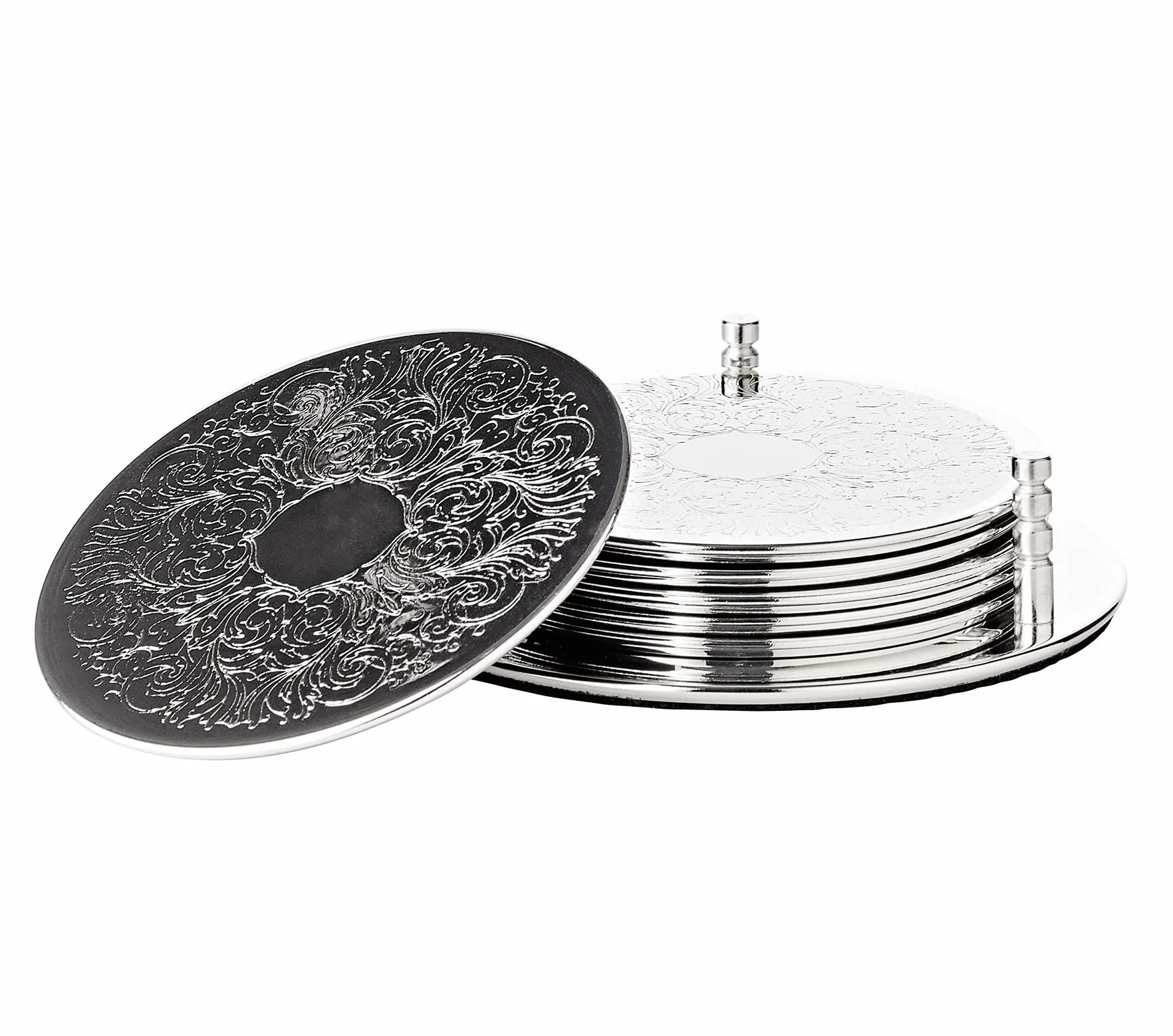 EDZARD Zestaw 6 podkładek Brugia (Ø 9 cm) w kolorze srebrnym - Podkładki pod szklanki, podkładki do filiżanek - okrągłe na garnek, świece, szklanki, napoje zamiast podkładek pod piwo