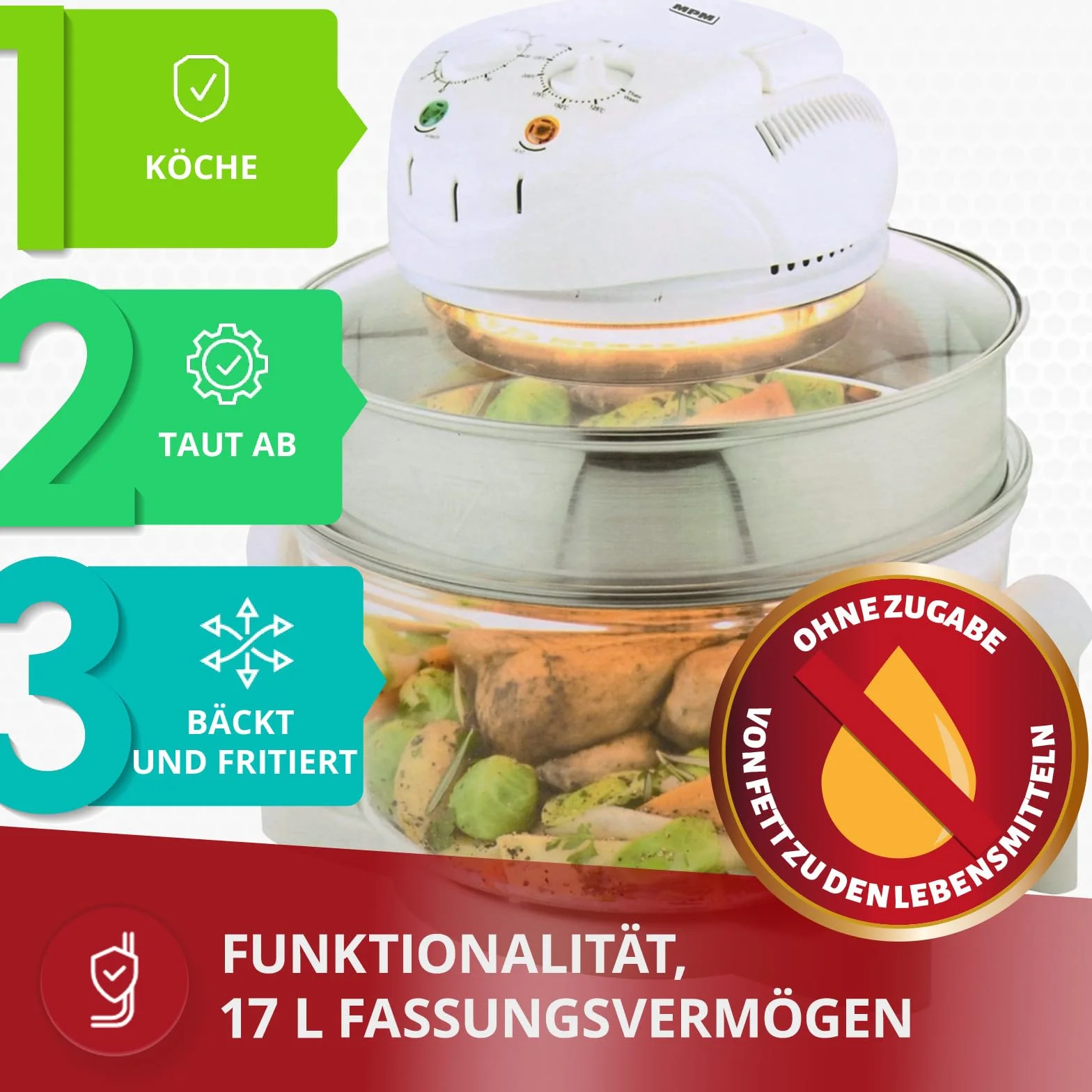 MPM MKO-01 Mini Piekarnik Elektryczny 17l Multicooker z Funkcją Samoczyszczenia