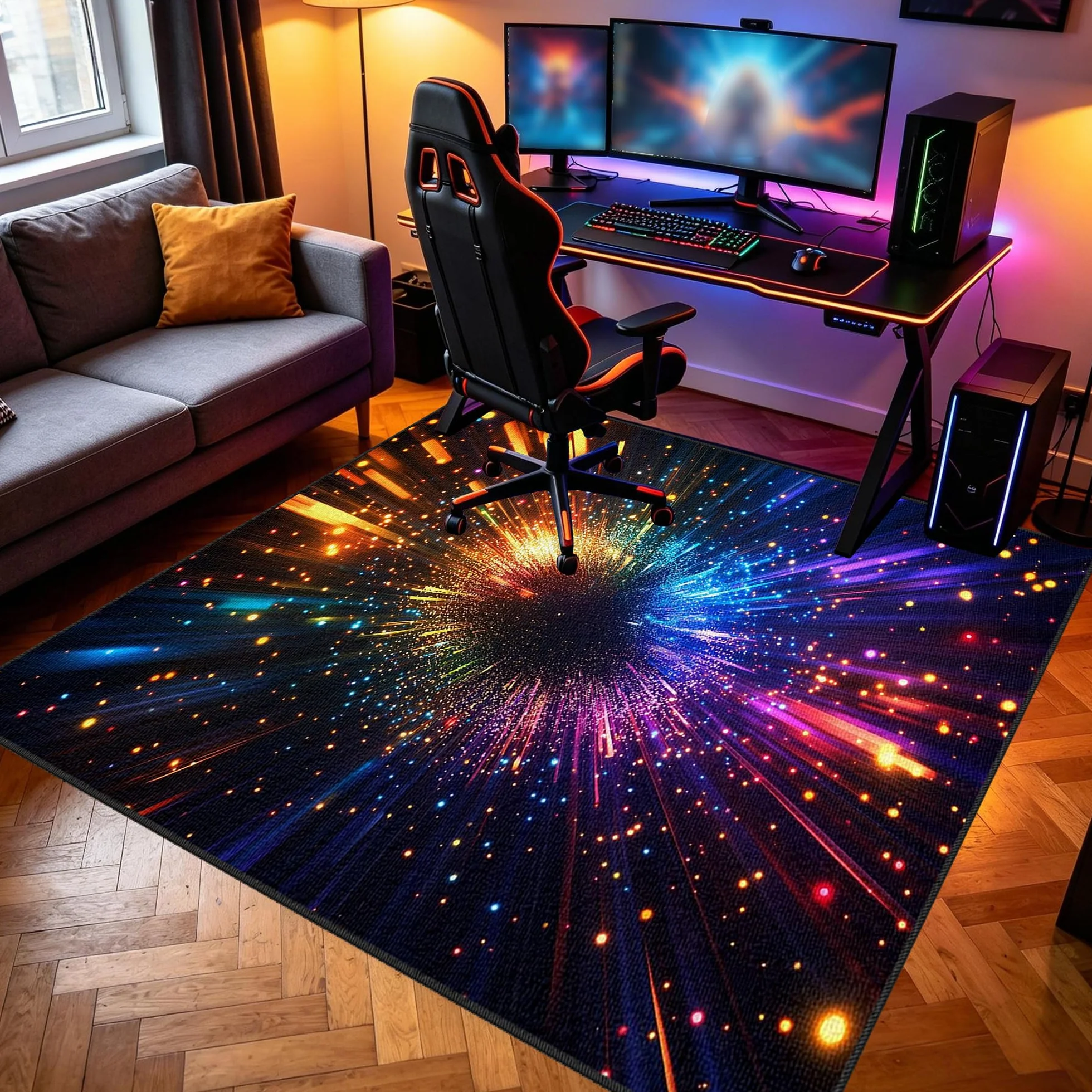 Dywan dla graczy, antypoślizgowy i nadający się do prania, dywan do pokoju gamingowego, dla chłopców, nastolatków, sypialni, salonu, pokoju zabaw, 160 x 180 cm