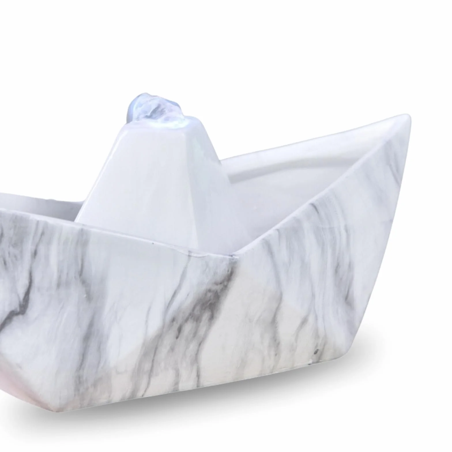 Ceramiczna fontanna do wnętrz Autentyczny efekt marmuru kolorowe światło, typowy i nowoczesny styl, niezwykły Zen Deco, pomysł na prezent dla twórcy, fontanna stołowa, H21x32x14cm - Żeglarstwo