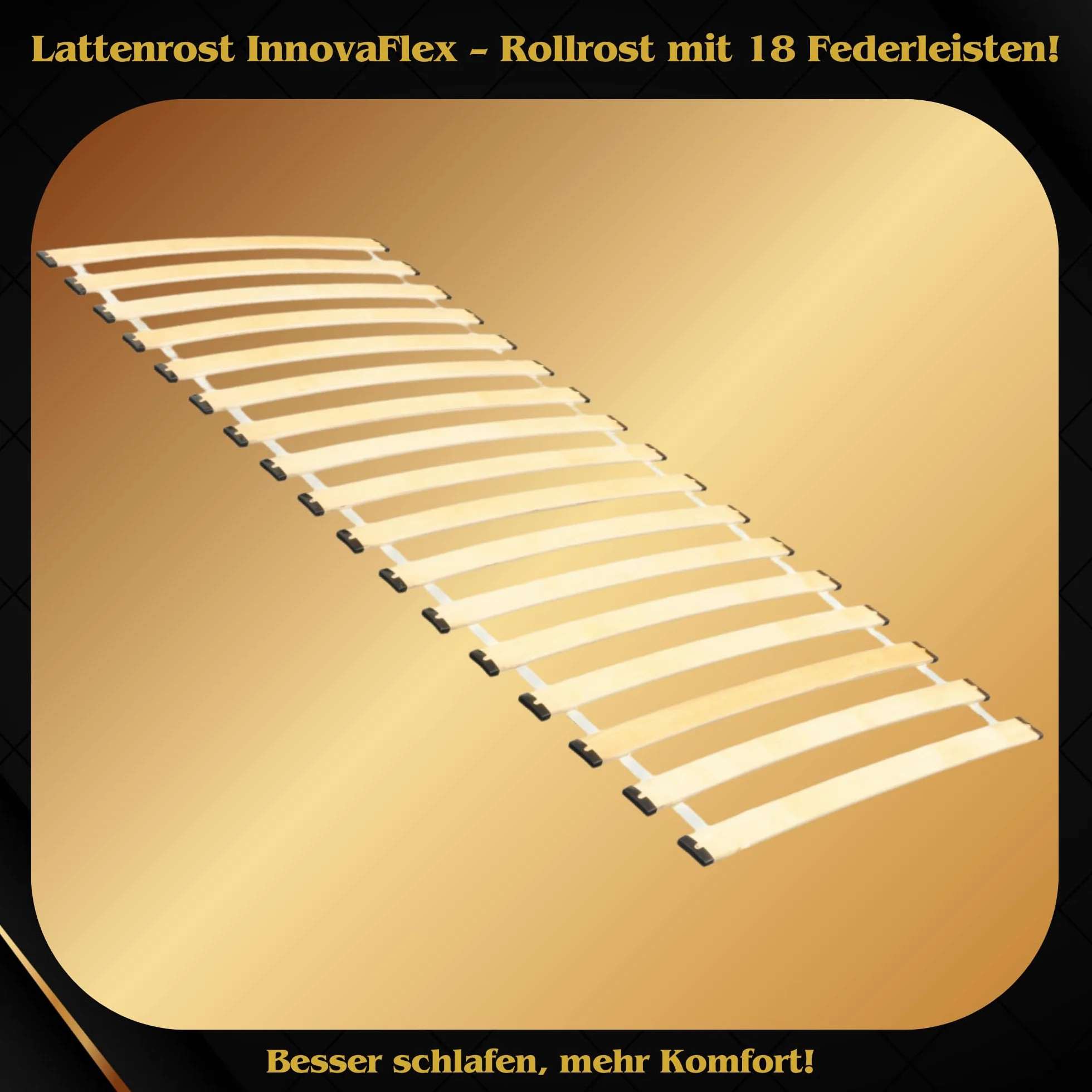 Rolowany Stelaż Listwowy 90x200cm - 18 Elastycznych Listew, Cicha Konstrukcja z Nakładkami Wyciszającymi - Solidny i Stabilny Stelaż Pod Materac - Łatwy Montaż - Obciążenie do 145kg