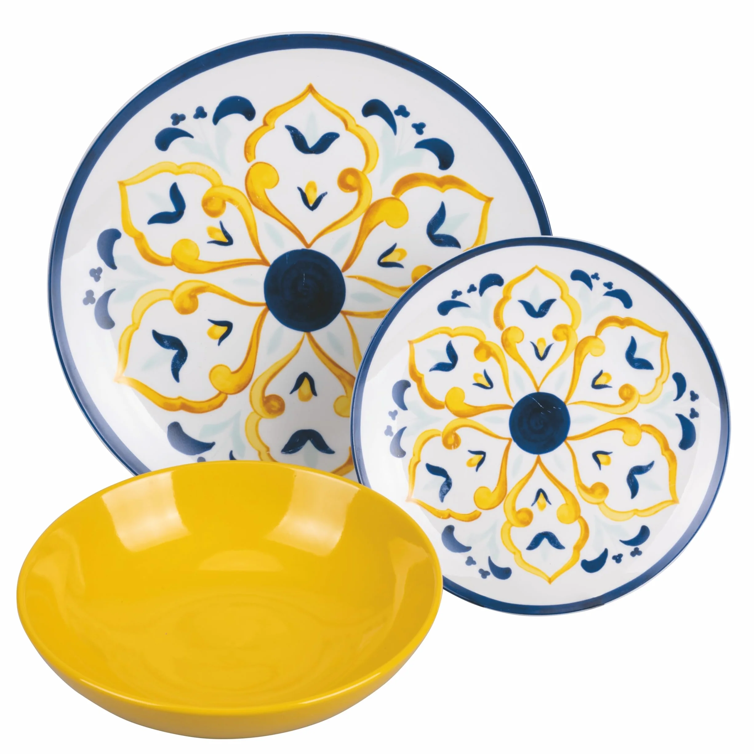 18-częściowy serwis obiadowy z porcelany i kamionki, 6-osobowy zastawa stołowa, Sycylia
