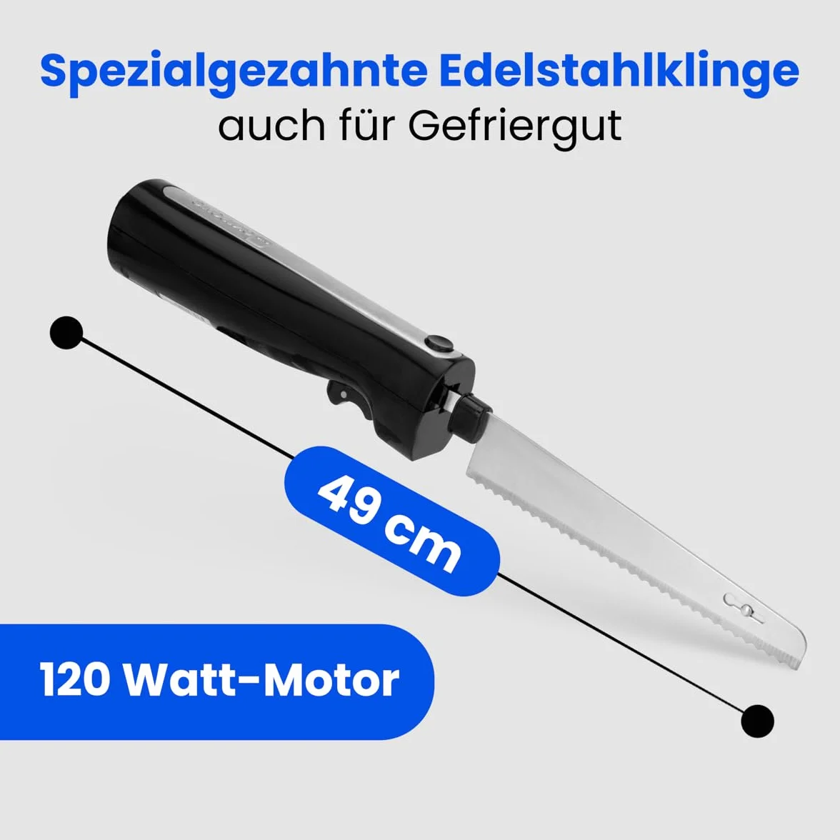 Clatronic® Nóż elektryczny do precyzyjnego krojenia wszystkich produktów spożywczych, w tym mrożonych produktów, nóż elektryczny z pracą o niskim poziomie hałasu i wibracji, nóż kuchenny z pudełkiem