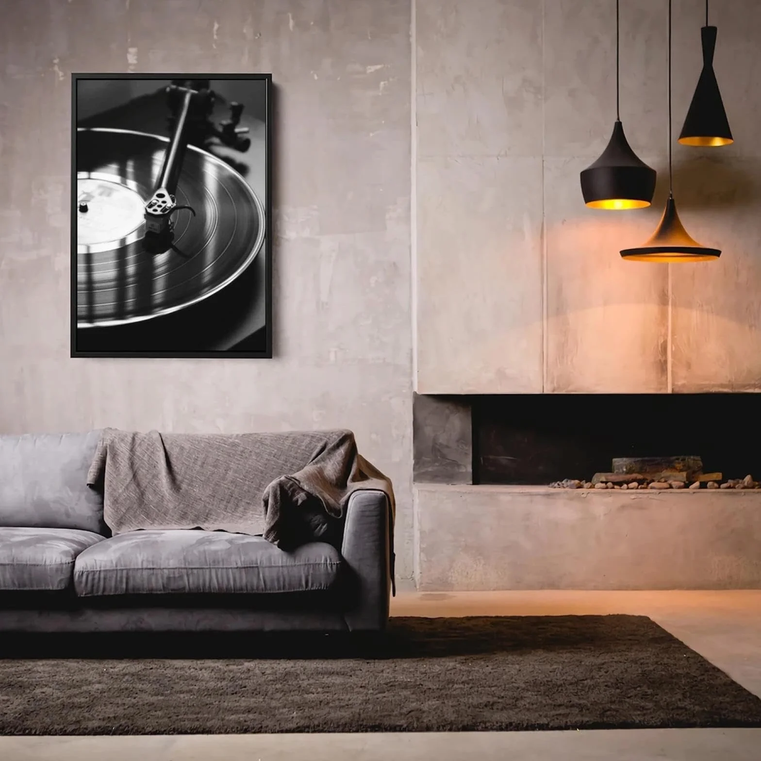 ZHAOLIN Płyta winylowa plakat czarno-biały HD druk na płótnie, muzyka płyta winylowa retro sztuka fotografia obraz, dekoracja domu, sztuka ścienna, 80 x 120 cm, bez ramy
