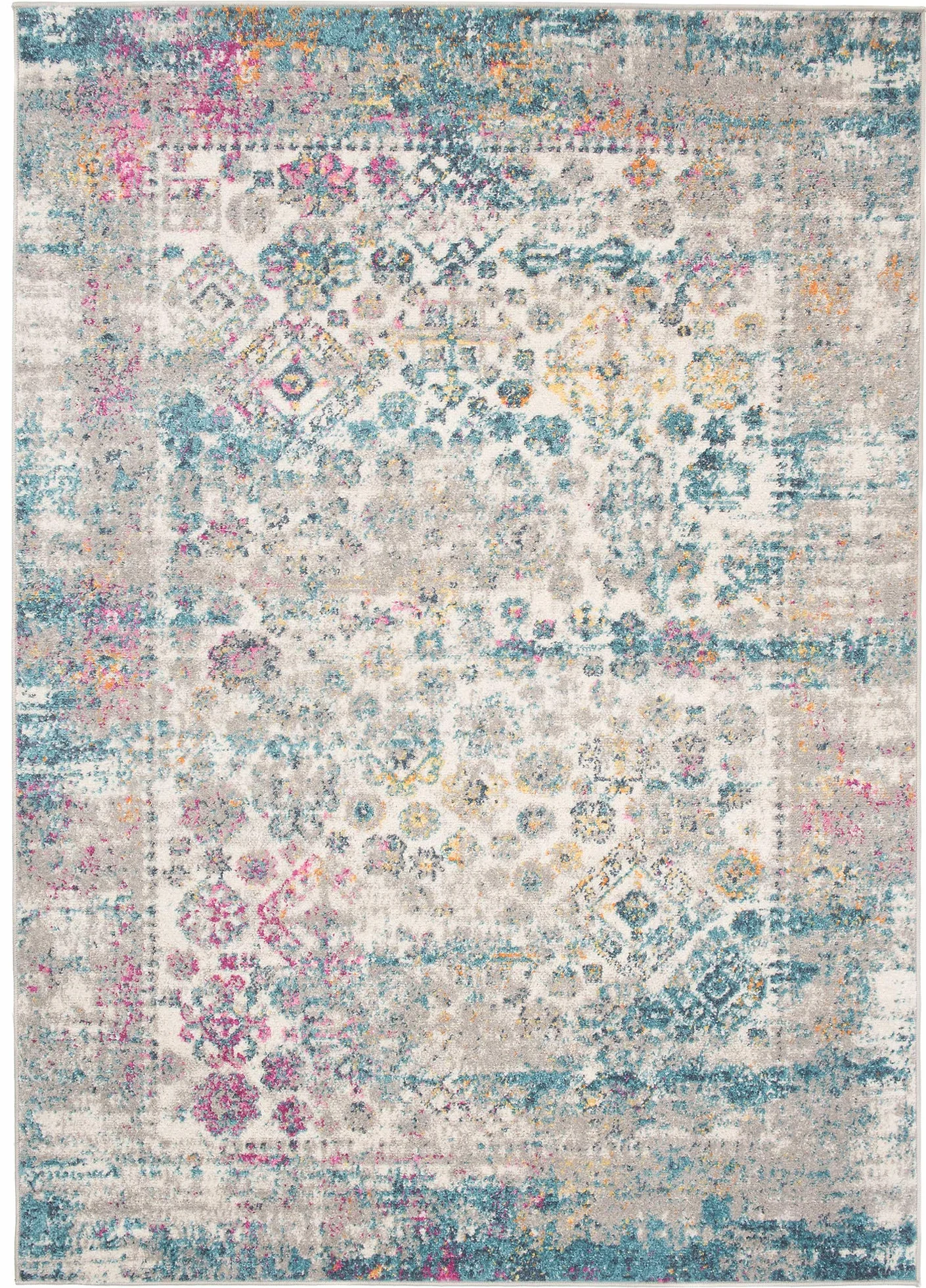 Tapiso Lazur dywan z krótkim włosiem, szary, niebieski, kremowy, pomarańczowy, różowy, klasyczny, wisiany, orientalny, do salonu, sypialni, Ökotex 240 x 330 cm