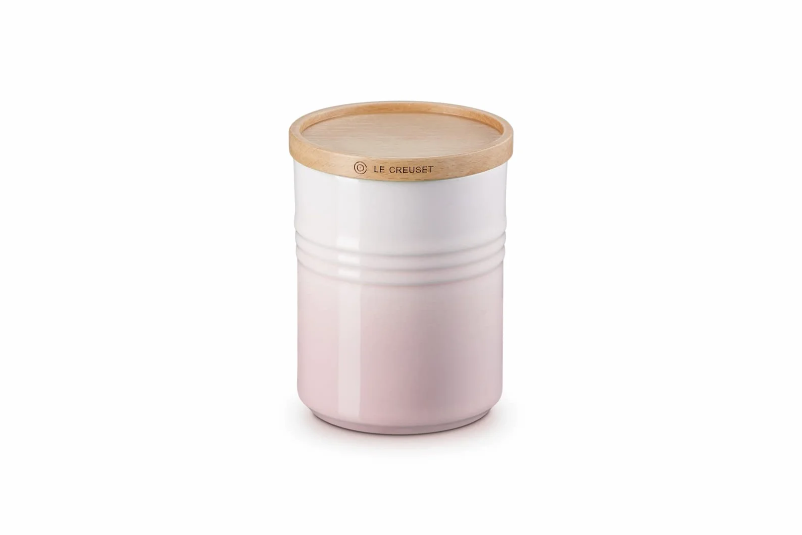Le Creuset Puszka na Zapasy z Drewnianą Pokrywką, 540 ml, 10 cm, Głęboka Herbata, Shell Pink, 60825547770099