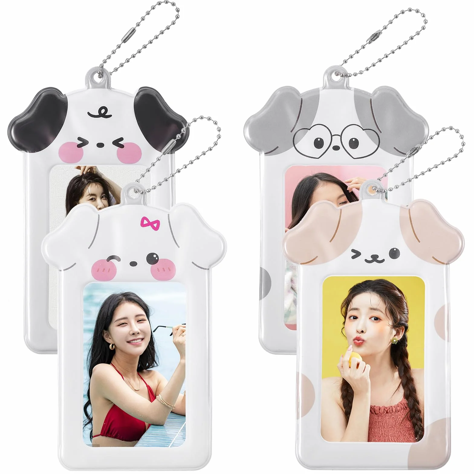Yuanchu Kpop Uchwyt na karty fotograficzne z wisiorkiem w kształcie litery Kawaii do ramki na zdjęcia, dowód osobisty, 7,6 cm, uchwyt na dowód osobisty, uchwyt na dowód osobisty, uchwyt na kartę
