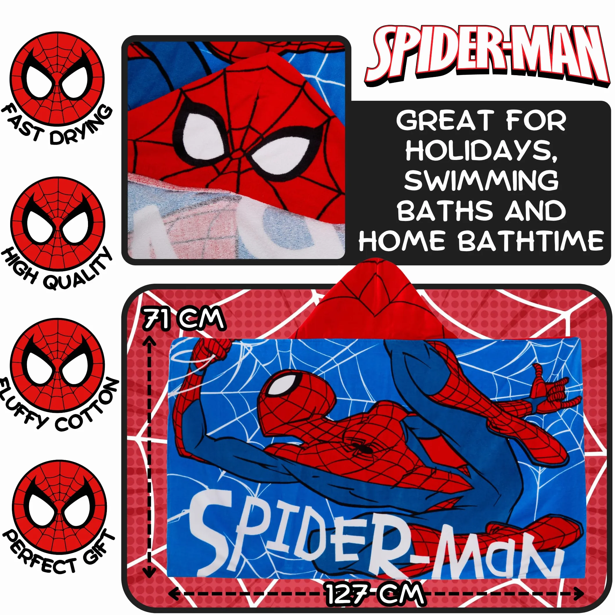 Spider-Man Ręcznik z kapturem 100% bawełna odzież Avengers ponczo dla dzieci ręcznik plażowy do pływania owinąć chłopcy sukienka do przewijania