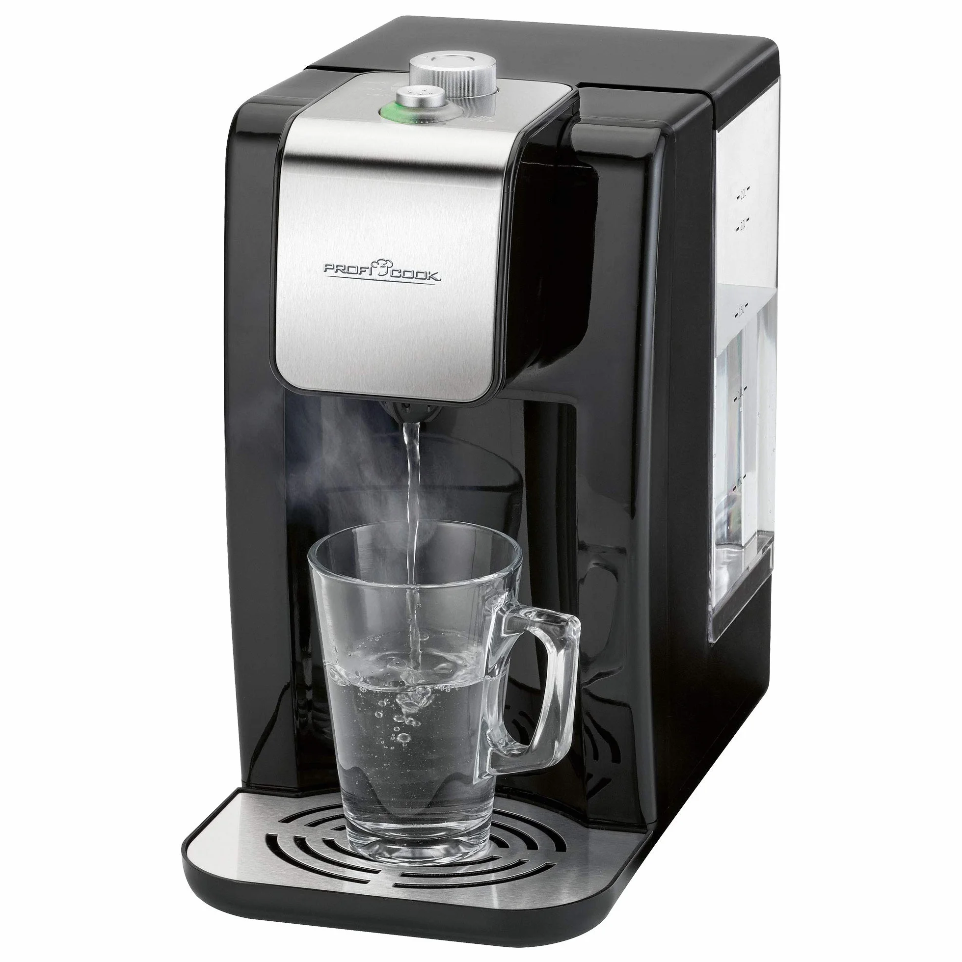 Profi Cook PC-HWS1168 - Dozownik/fontanna gorącej wody - Pojemność: do 2,2 litra - 2600 W - Kolor srebrny i czarny