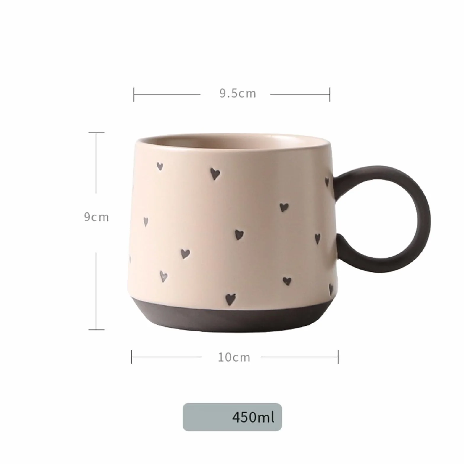 Kubki do kawy Filiżanka kawy z kamionki w kolorze różowego serca, do restauracji/kawiarni, na śniadanie owsiane, 450 ml