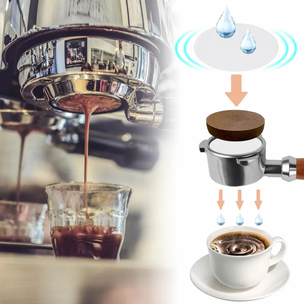 HOTUT Okrągły papierowy filtr do kawy, 400 sztuk 64 mm filtrów papierowych do espresso, Naturalny papier filtracyjny filtry papierowe do kawy, do Aeropress -Biały