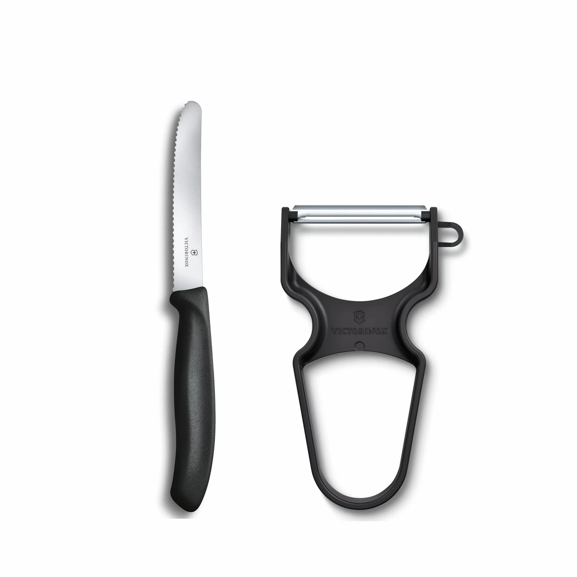 Victorinox Swiss Classic zestaw noży kuchennych z obieraczką, 2 sztuki, stal nierdzewna, można myć w zmywarce, czarne