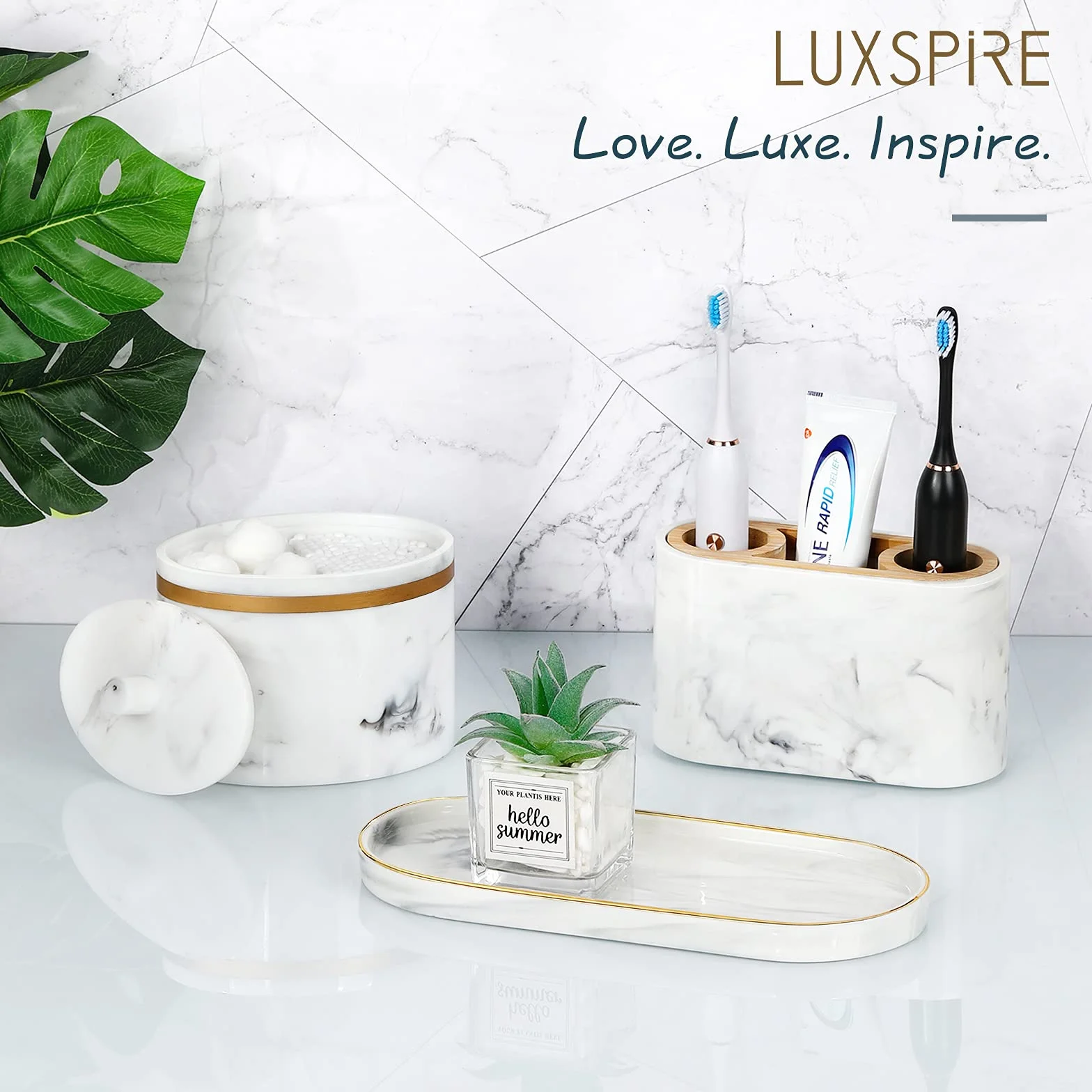 Luxspire marmur ceramiczna komoda toaletka łazienkowa ze złotą krawędzią