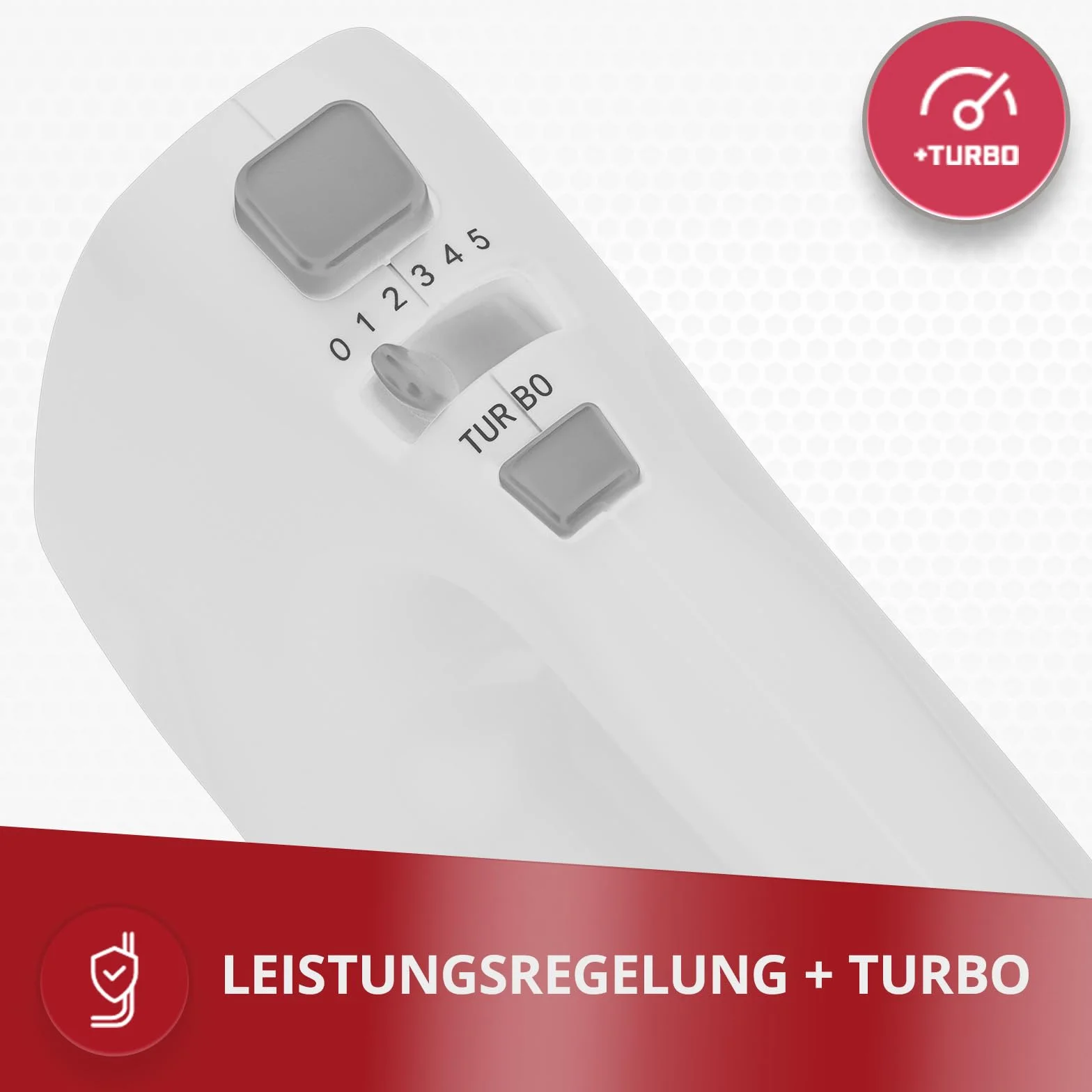 MPM MMR-19 mikser ręczny – mikser ręczny – 750 W, trzepaczka do ciasta hiszpanskiego i haczykiem do wyrabiania ciasta drożdżowego/chleba – 5 prędkości i turbo – elektryczny (biały)