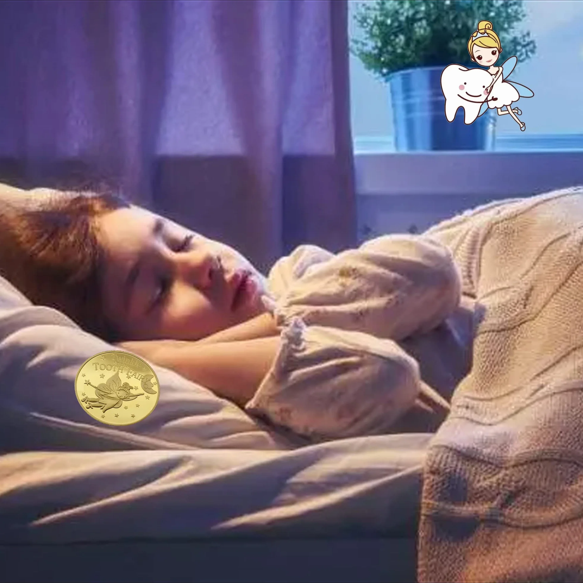 20 sztuk Zębów Fairy Monet, Fairy Tooth Prezenty dla dziewczynek i chłopców, Zęby wróżki złote monety,brakujące zęby prezenty dla dzieci, złote zęby bajki monety (2)