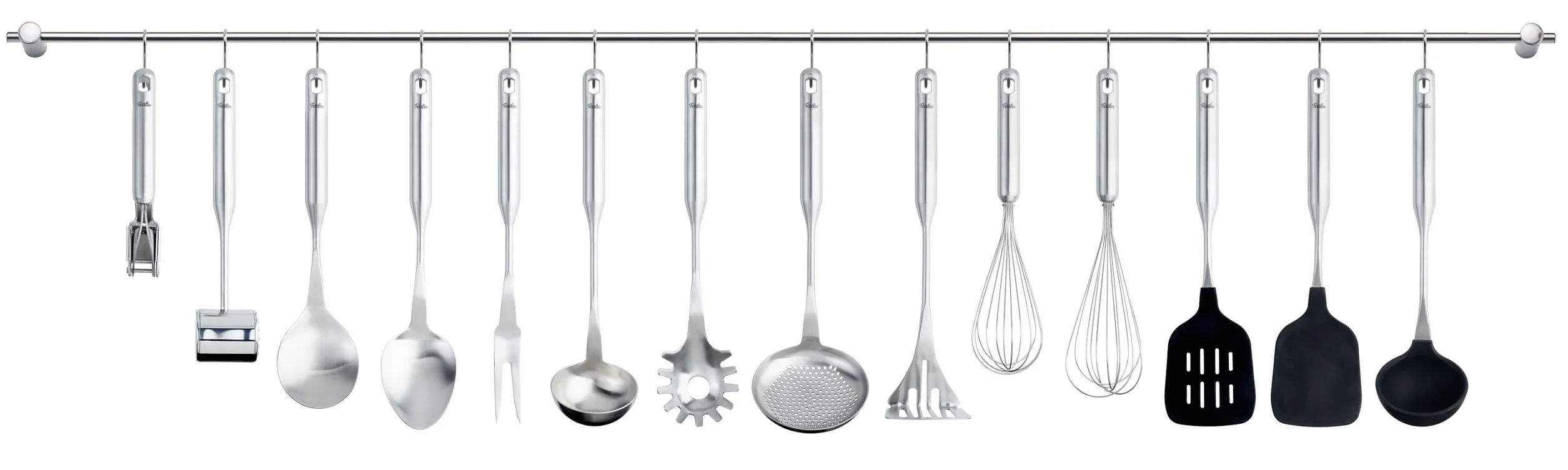 Fissler Essential/łyżka do spaghetti ze stali nierdzewnej (34 cm), duża łyżka do makaronu, z oczkiem do zawieszania, nadaje się do mycia w zmywarce