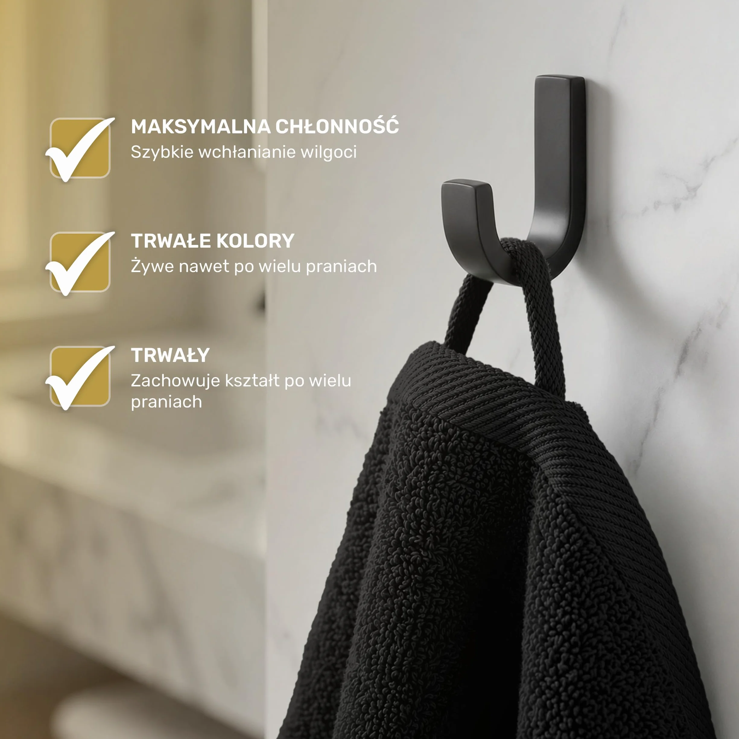 Lavea® Zestaw 4 ręczników kąpielowych 50x100 cm 100% bawełna – Miękkie i chłonne – Idealne jako ręcznik do rąk, ręcznik kuchenny lub do twarzy do domu, hotelu i spa – Czarny