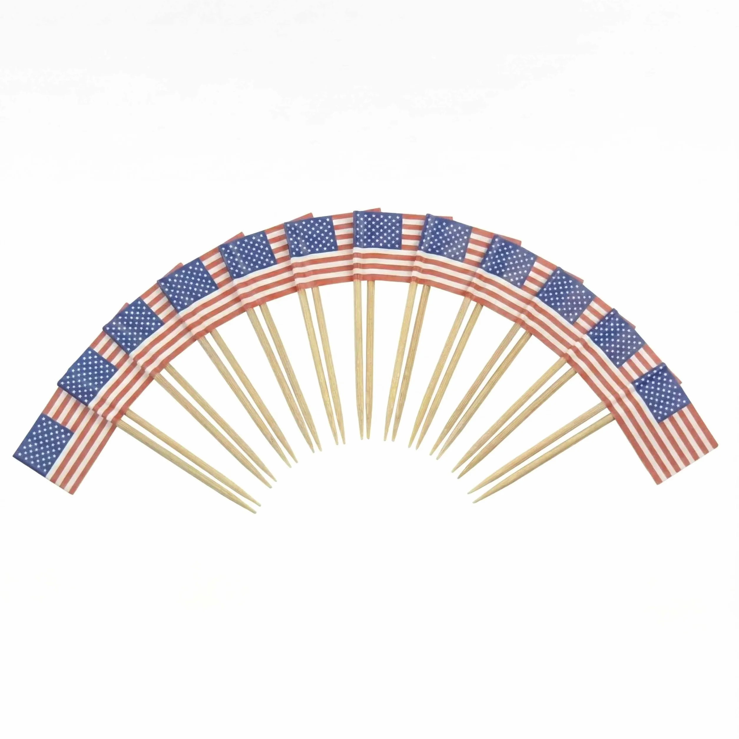 120 Szt. Wykałaczek koktajlowych z flagą USA - 6,5 cm (2,5 in) Wykałaczki bambusowe z mini flagami - Wykałaczki dekoracyjne do przekąsek i napojów - od Mobi Lock