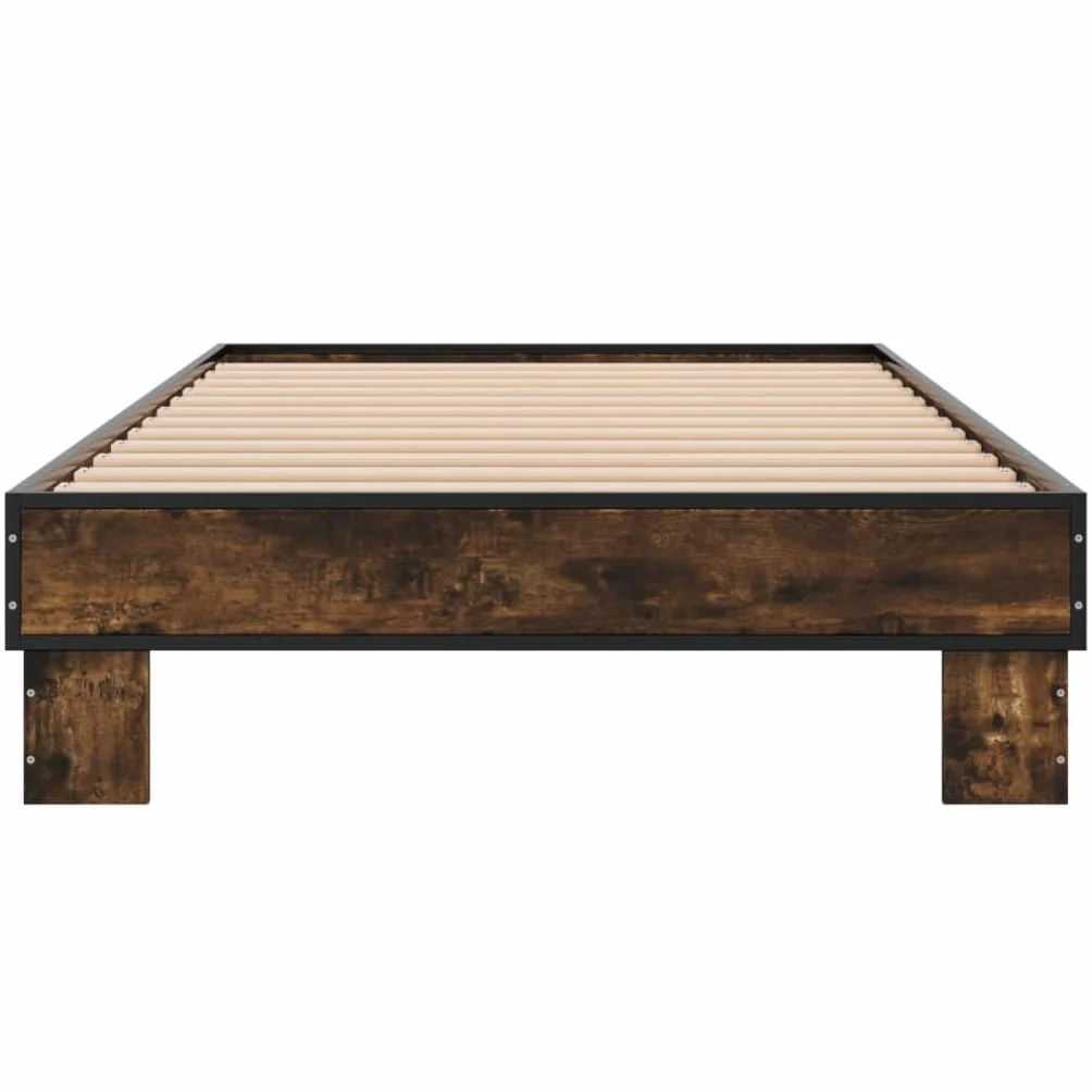 Rama łóżka rodzinnego łóżko podwójne łóżko sypialnia meble rama łóżka dąb wędzony 100 x 200 cm materiał drewnopochodny i metal