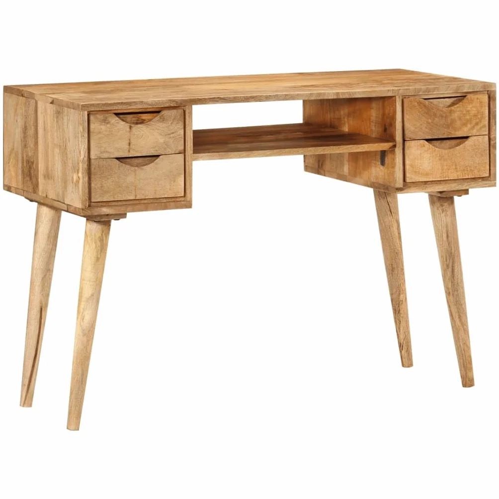 Homgoday Biurko z szufladami 110 x 47 x 76 cm z litego drewna mango, meble biurkowe, biurko, biurko komputerowe, biurko zajmujące mało miejsca, stół biurkowy, biurko do gier do pokoju dziecięcego