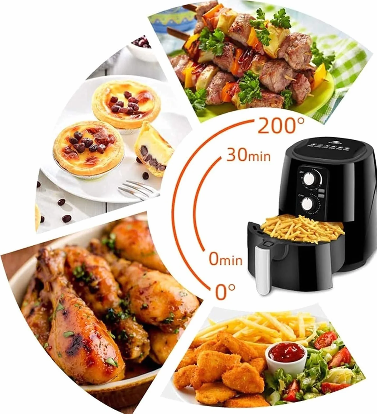 Frytkownica powietrzna do użytku domowego 5,5 l Frytkownica powietrzna z wieloma funkcjami Beztłuszczowa frytkownica Łatwe do czyszczenia nieprzywierające kosze Frytkownice powietrzne do gotowania z
