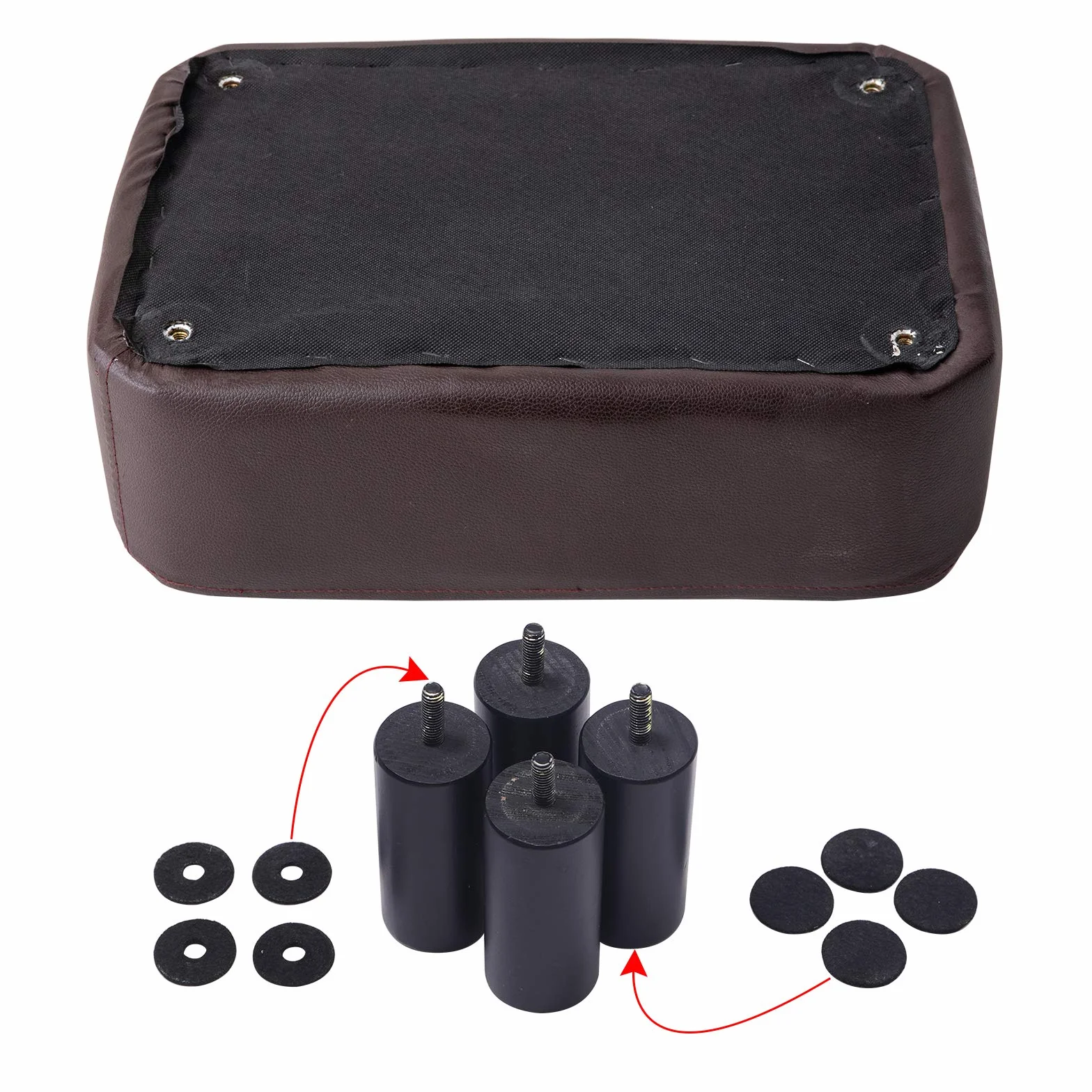 IBUYKE puf podnóżek 42 cm ze skóry PU brązowy
