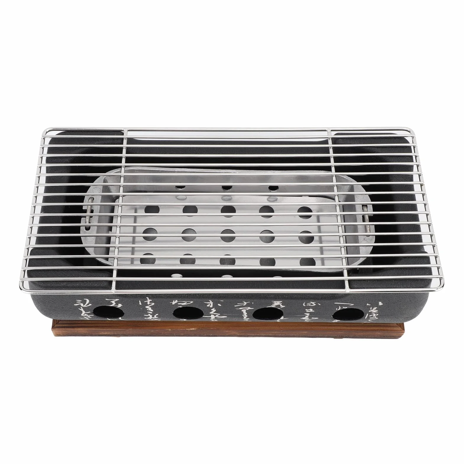 Przenośny Grill na Węgiel Drzewny w Stylu Japońskim Szybko Nagrzewająca się Płyta Druciana ze Stopu Aluminium na Spotkania Rodzinne, Kemping - Stop Aluminium, Drewno Kompozytowe (XL)