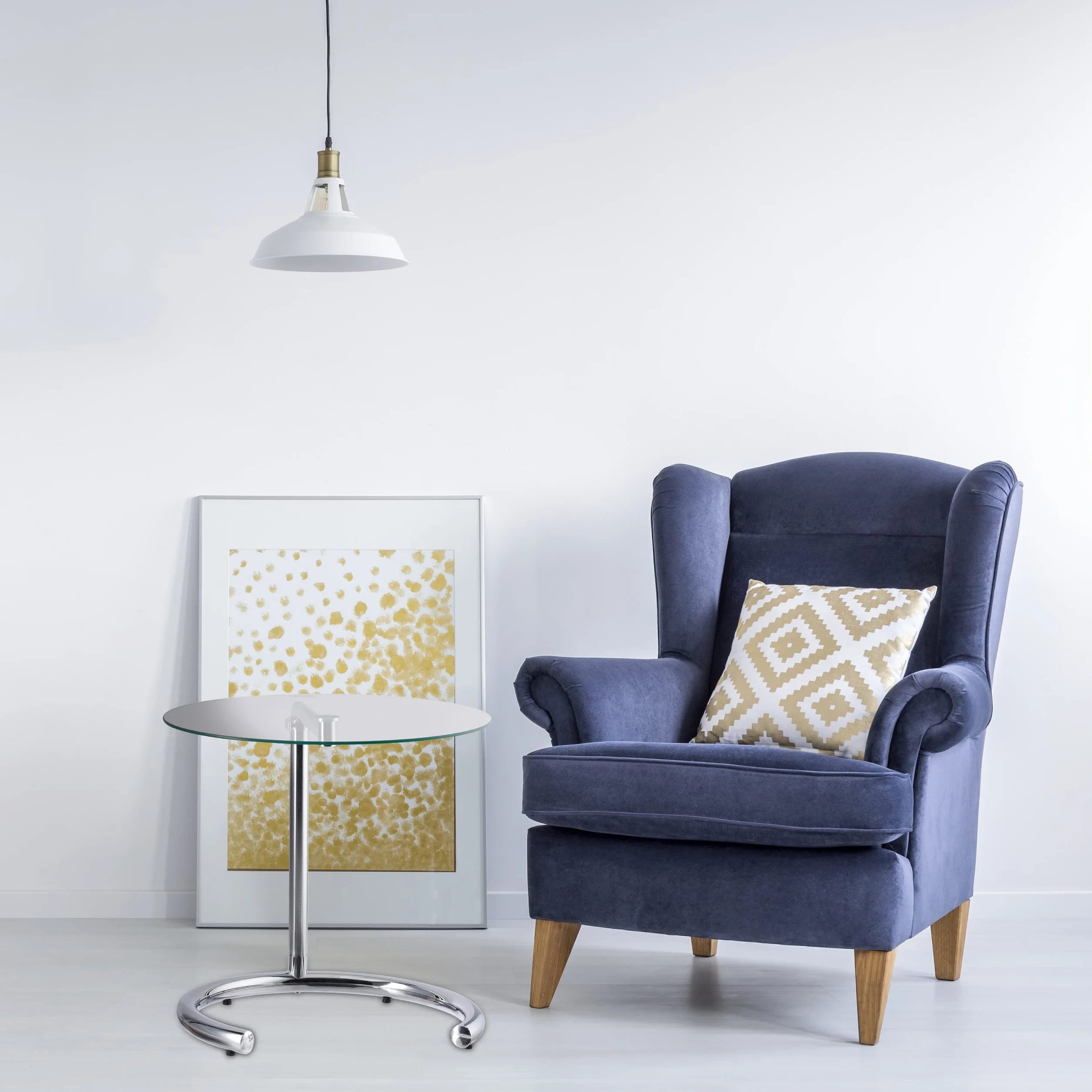 Relaxdays Stolik Kawowy, Srebrny, Ø 46 cm