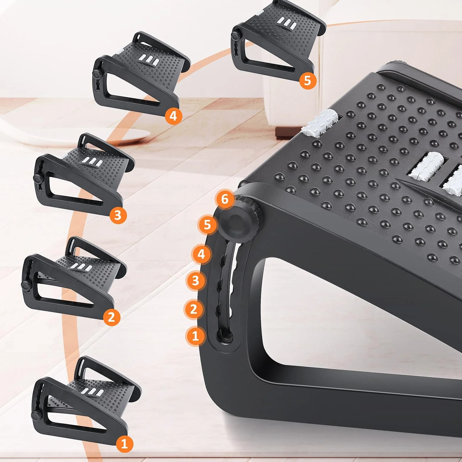 Ergonomiczny podnóżek do biurka: podnóżek z regulacją wysokości, relaks dla nóg i kolan, podnóżek z funkcją masażu, idealny do biura i prac domowych
