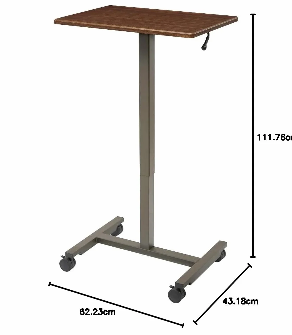 Seville Classics Airlift mobilny stół stojący z pneumatyczną regulacją wysokości 74,4-110,4 cm klon
